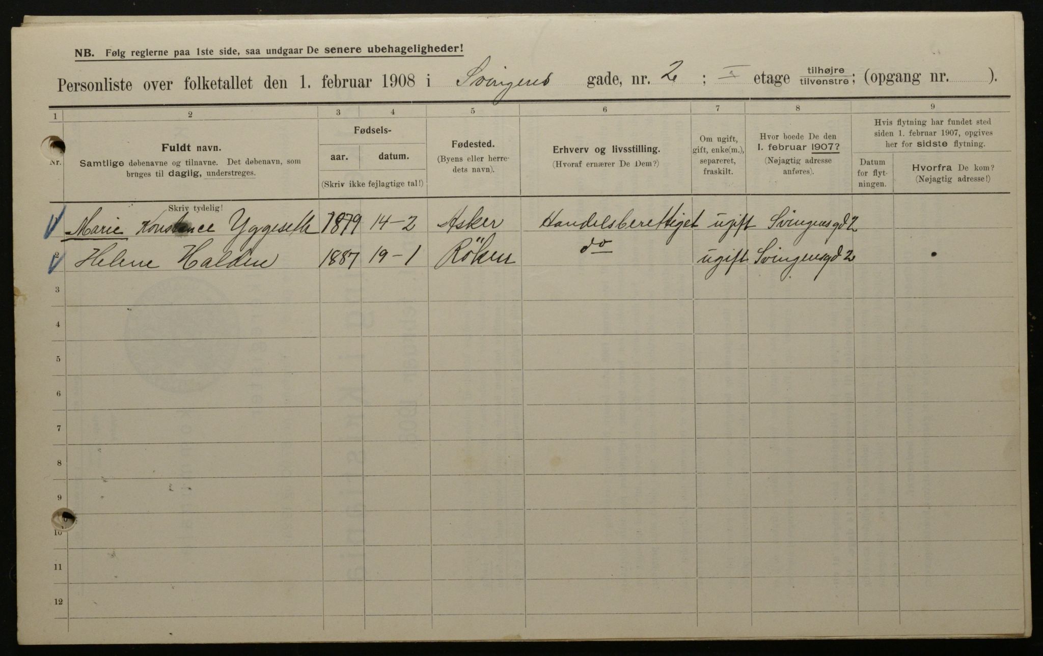 OBA, Municipal Census 1908 for Kristiania, 1908, p. 95422