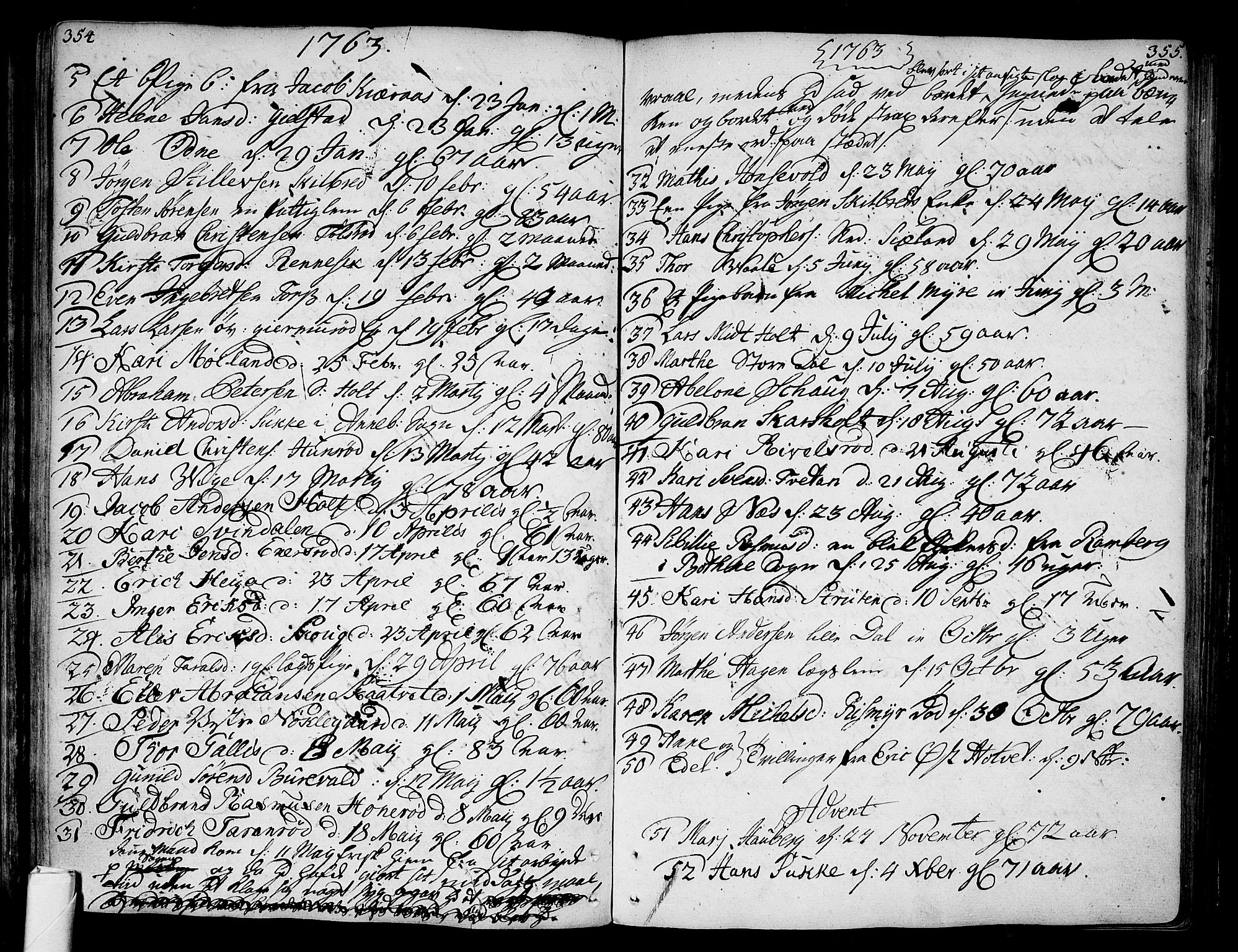 Andebu kirkebøker, AV/SAKO-A-336/F/Fa/L0002: Parish register (official) no. 2, 1733-1802, p. 354-355