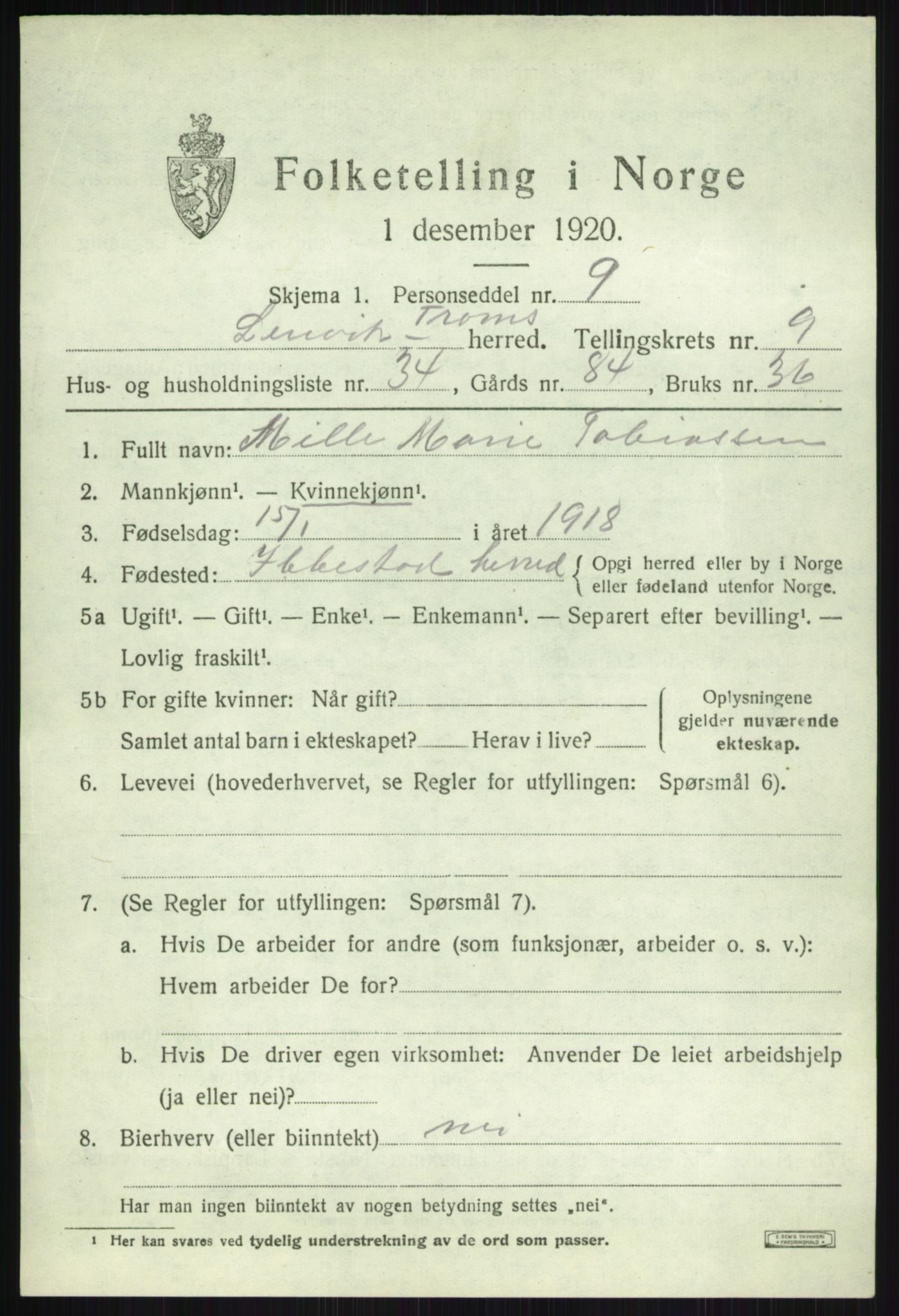 SATØ, 1920 census for Lenvik, 1920, p. 12782