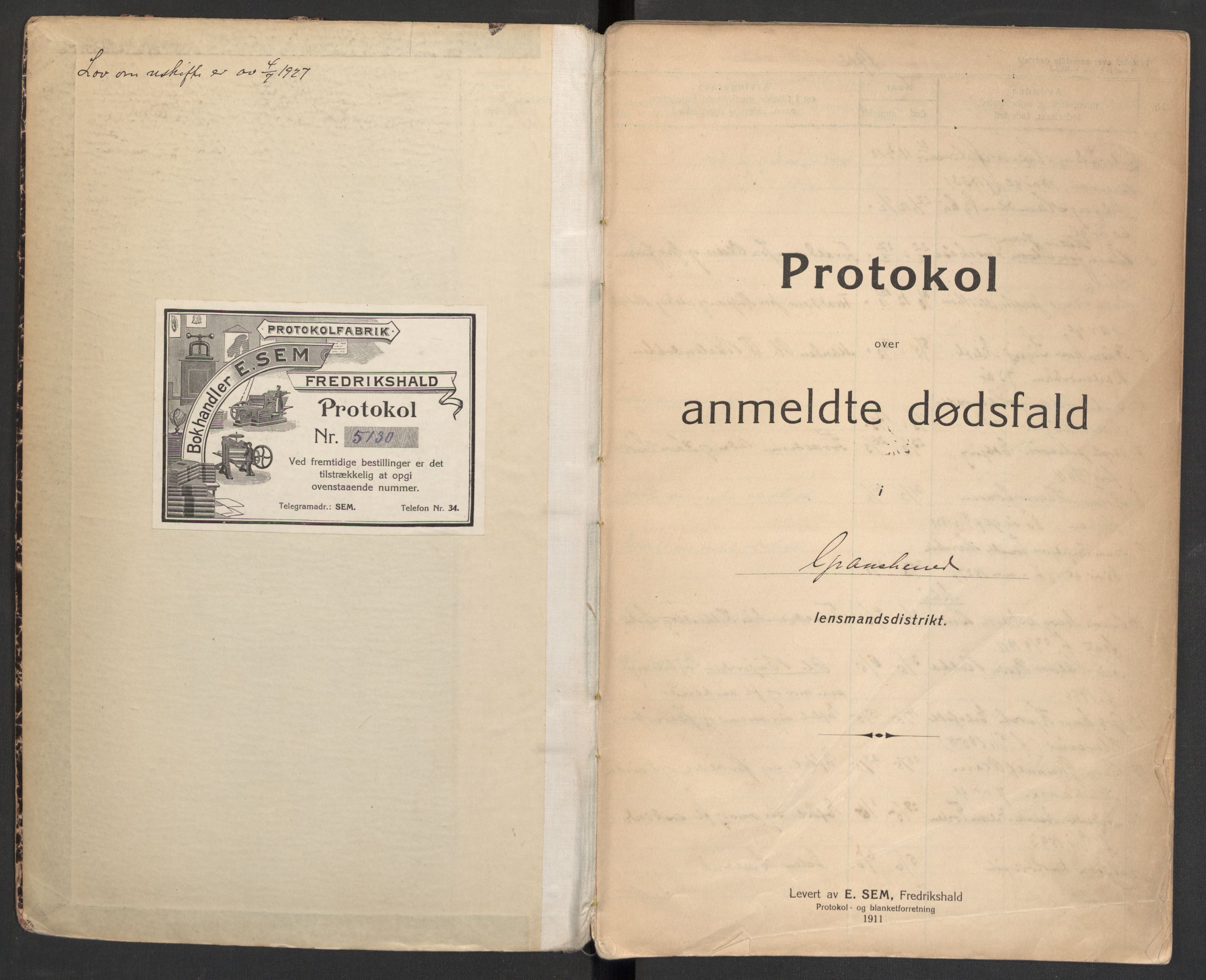 Gransherad lensmannskontor, AV/SAKO-A-557/H/Ha/L0003: Dødsanmeldelsesprotokoll, 1912-1932