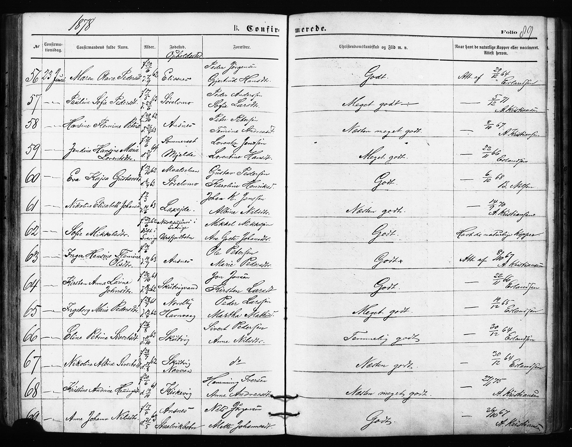 Balsfjord sokneprestembete, SATØ/S-1303/G/Ga/L0002kirke: Parish register (official) no. 2, 1871-1886, p. 89