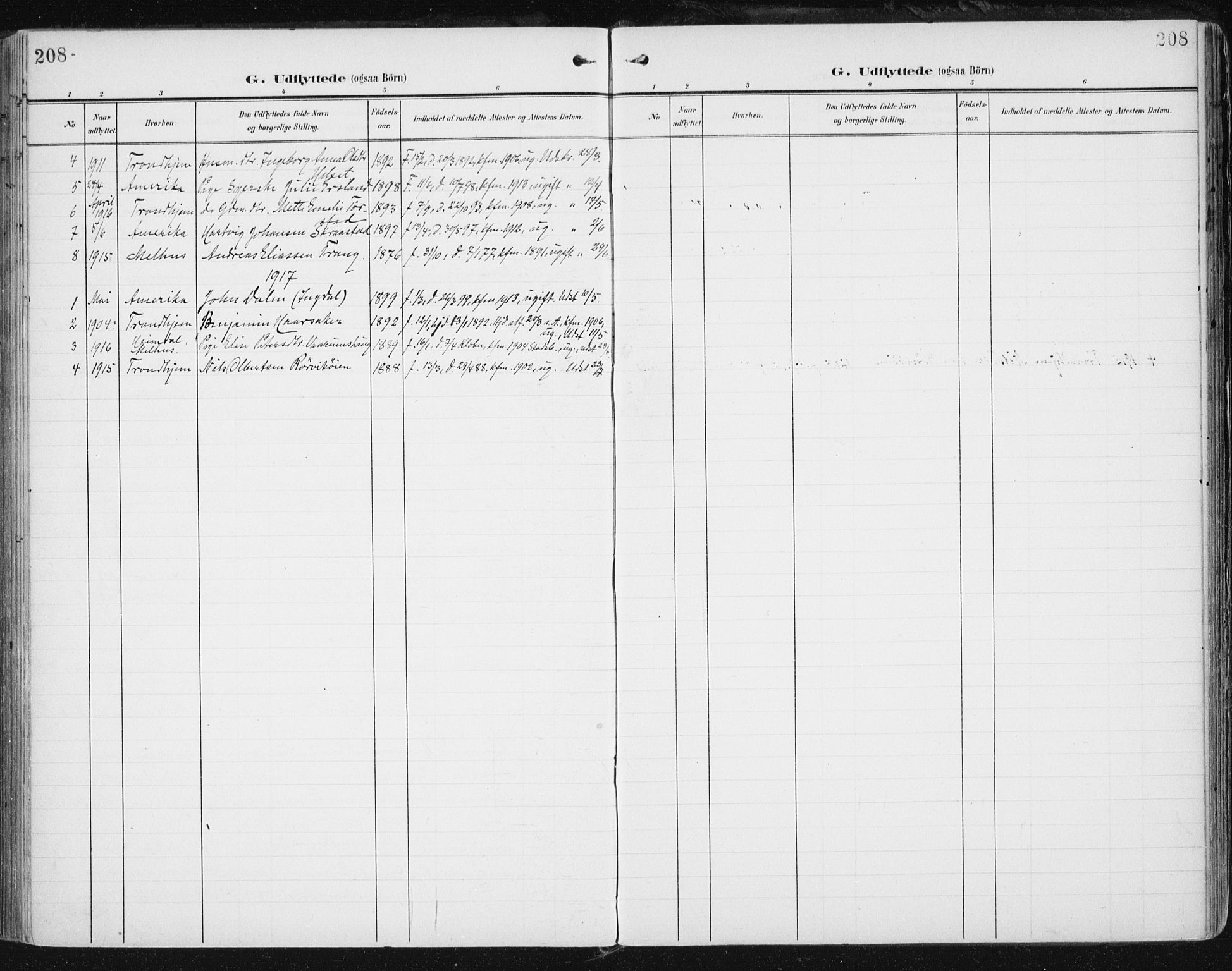 Ministerialprotokoller, klokkerbøker og fødselsregistre - Sør-Trøndelag, SAT/A-1456/646/L0616: Parish register (official) no. 646A14, 1900-1918, p. 208