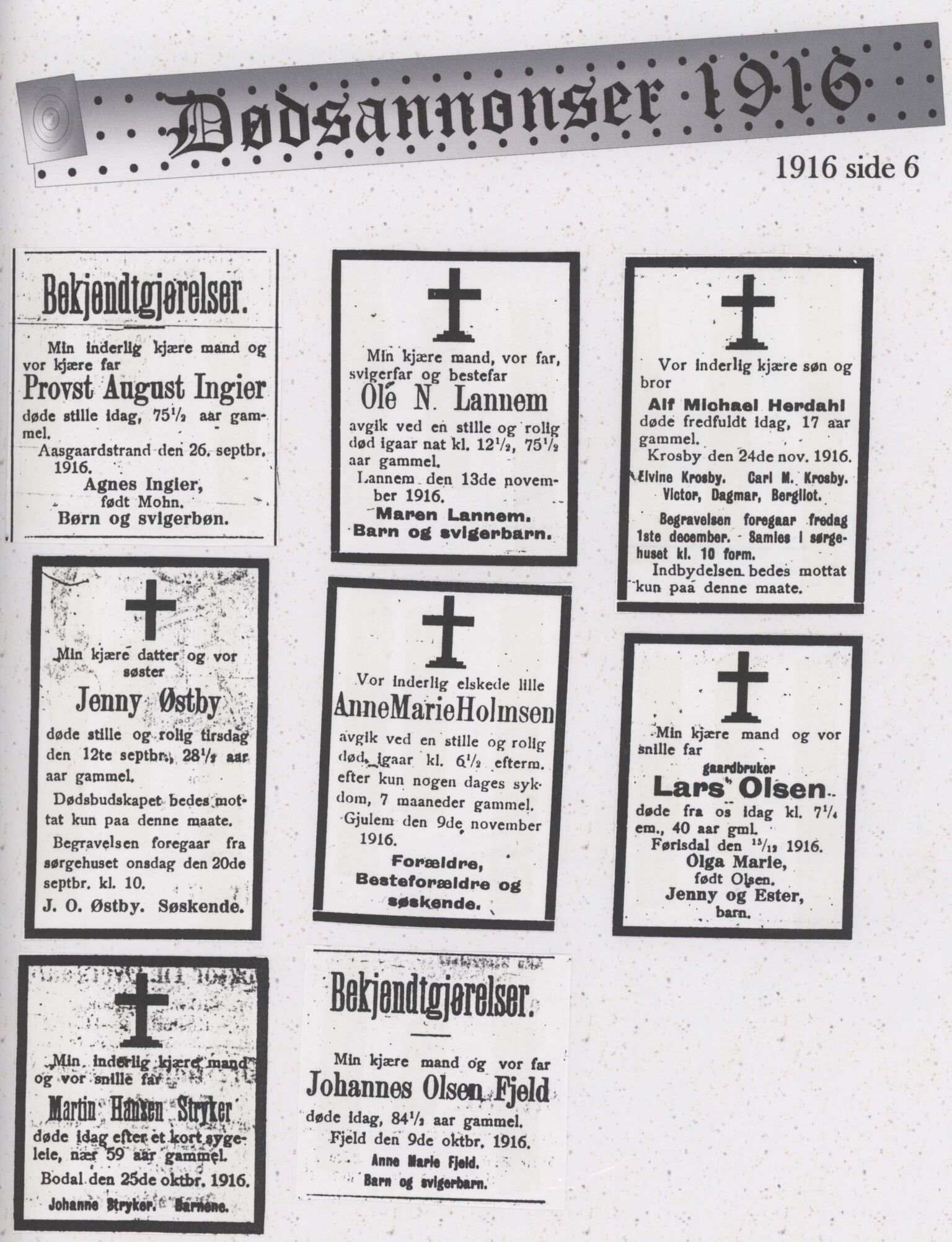 , Dødsannonser lokalaviser Rakkestad 1916 - 1920, 1916-1920, p. 6