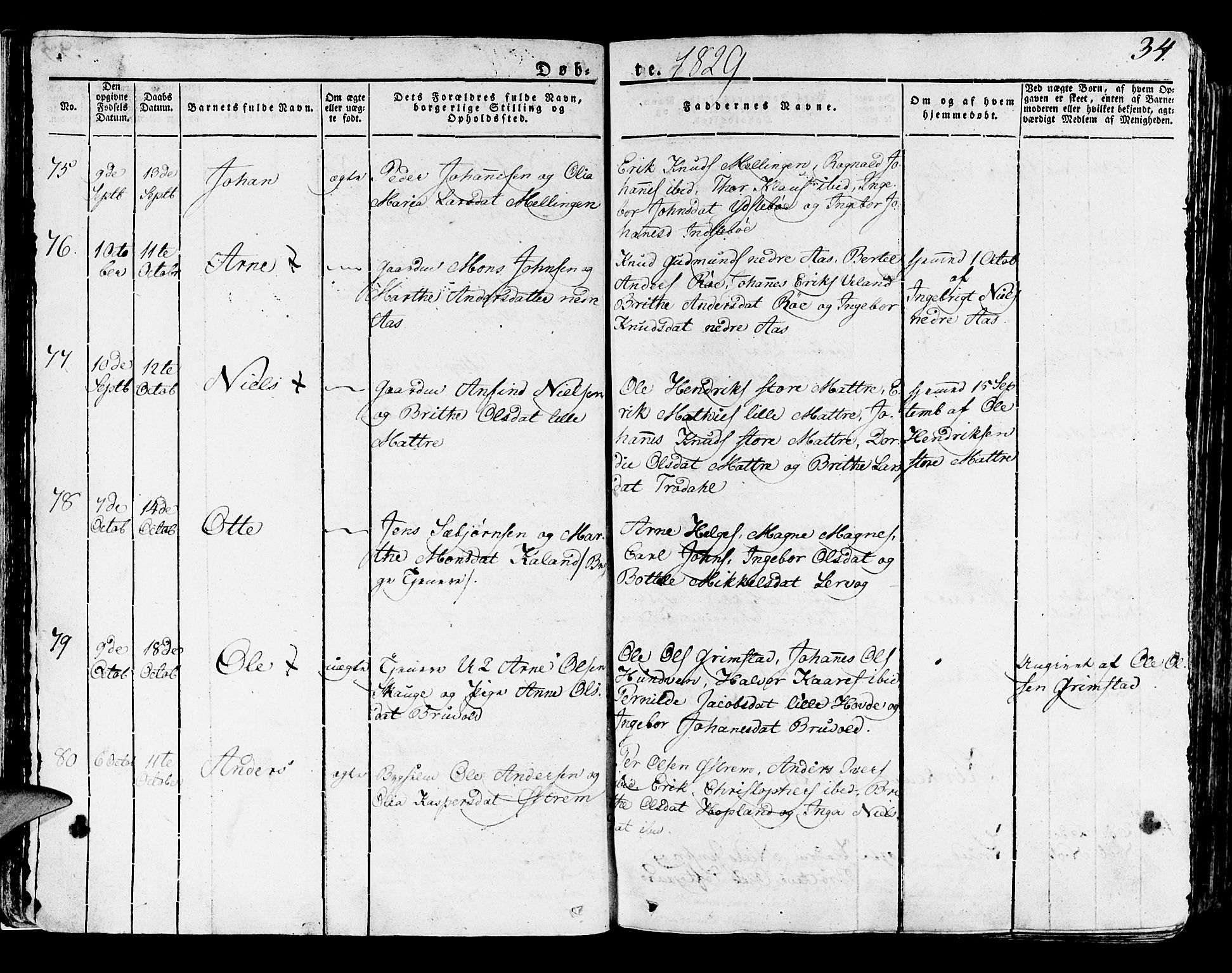 Lindås Sokneprestembete, SAB/A-76701/H/Haa: Parish register (official) no. A 8, 1823-1836, p. 34