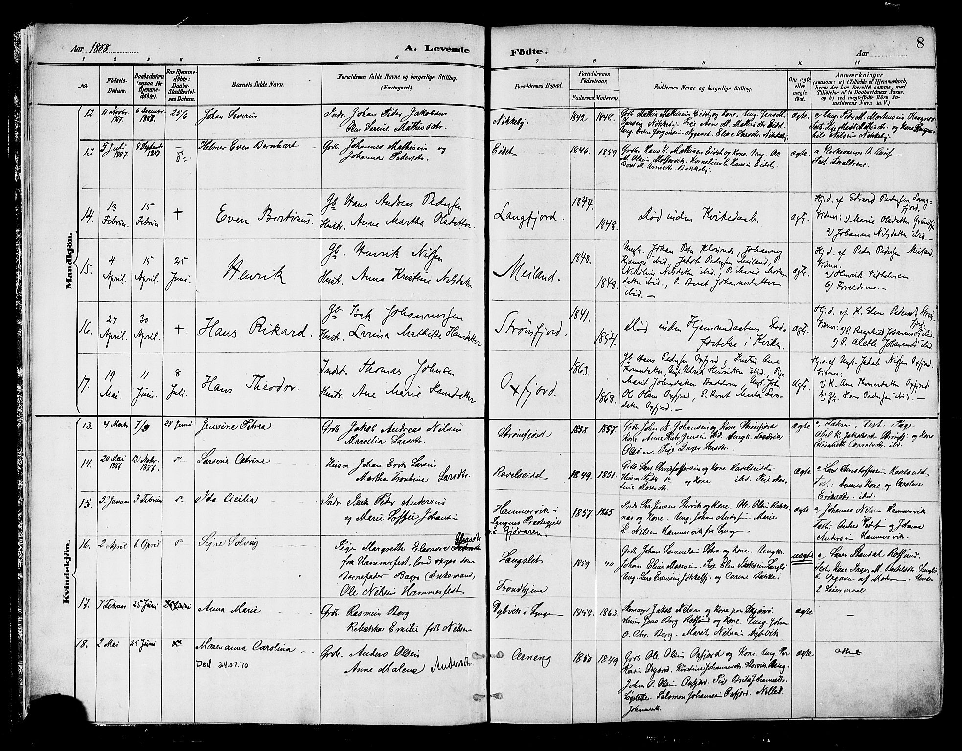 Skjervøy sokneprestkontor, AV/SATØ-S-1300/H/Ha/Haa/L0010kirke: Parish register (official) no. 10, 1887-1898, p. 8