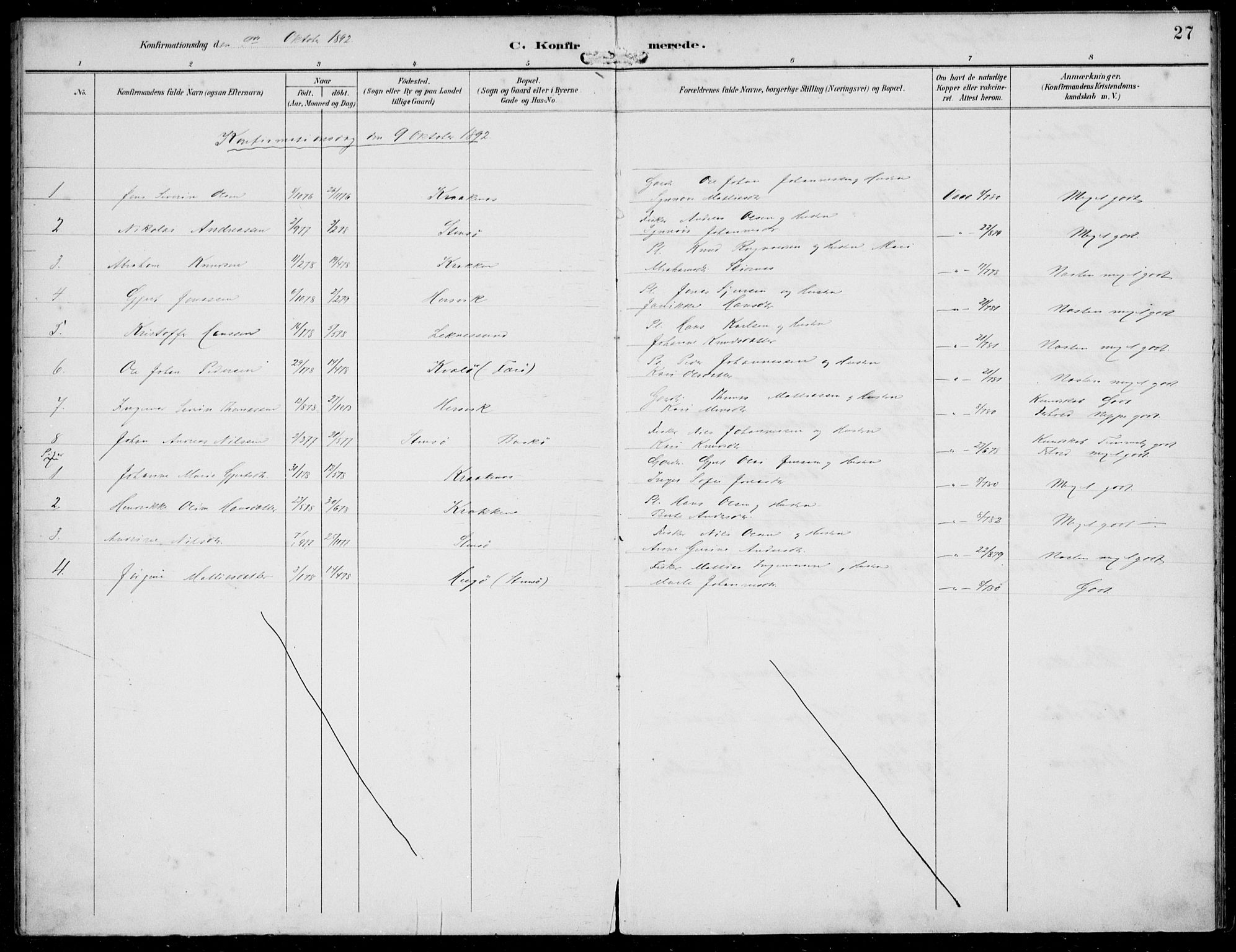 Solund sokneprestembete, SAB/A-81401: Parish register (official) no. B  1, 1891-1901, p. 27