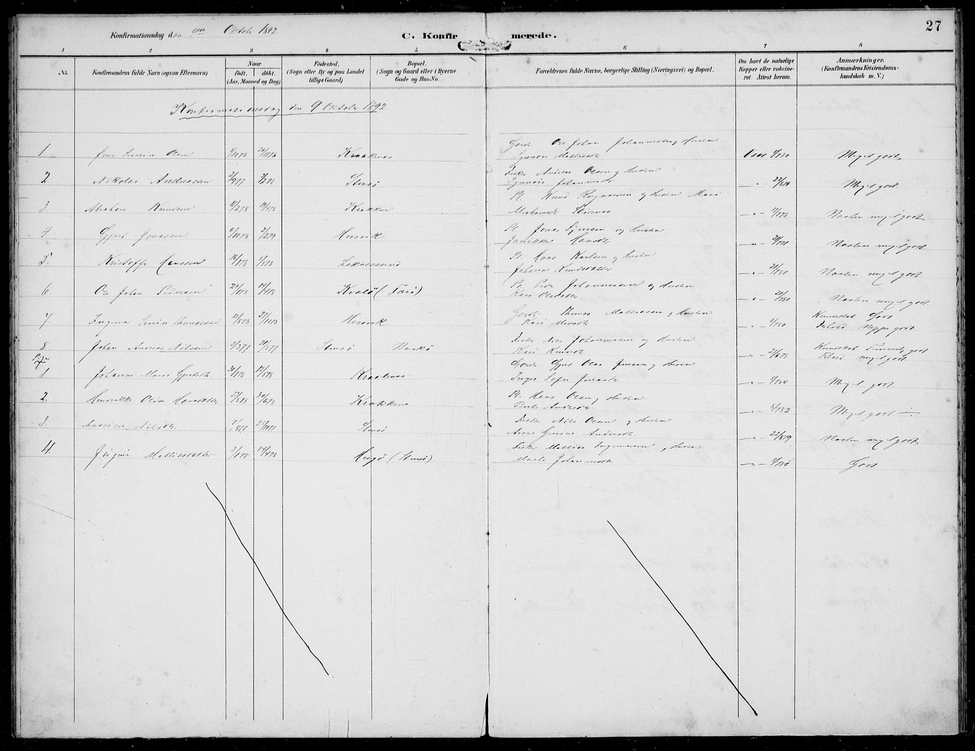 Solund sokneprestembete, AV/SAB-A-81401: Parish register (official) no. B  1, 1891-1901, p. 27