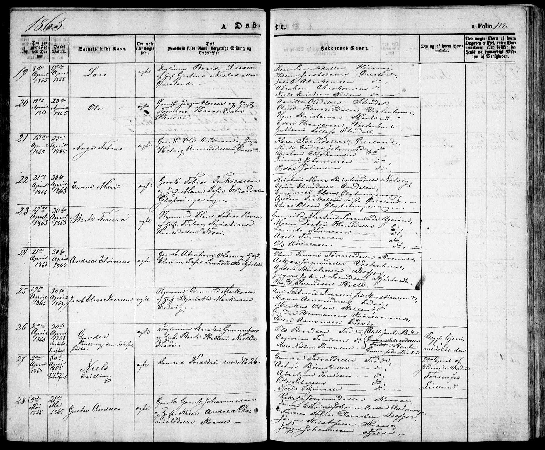 Høvåg sokneprestkontor, SAK/1111-0025/F/Fb/L0002: Parish register (copy) no. B 2, 1847-1869, p. 112