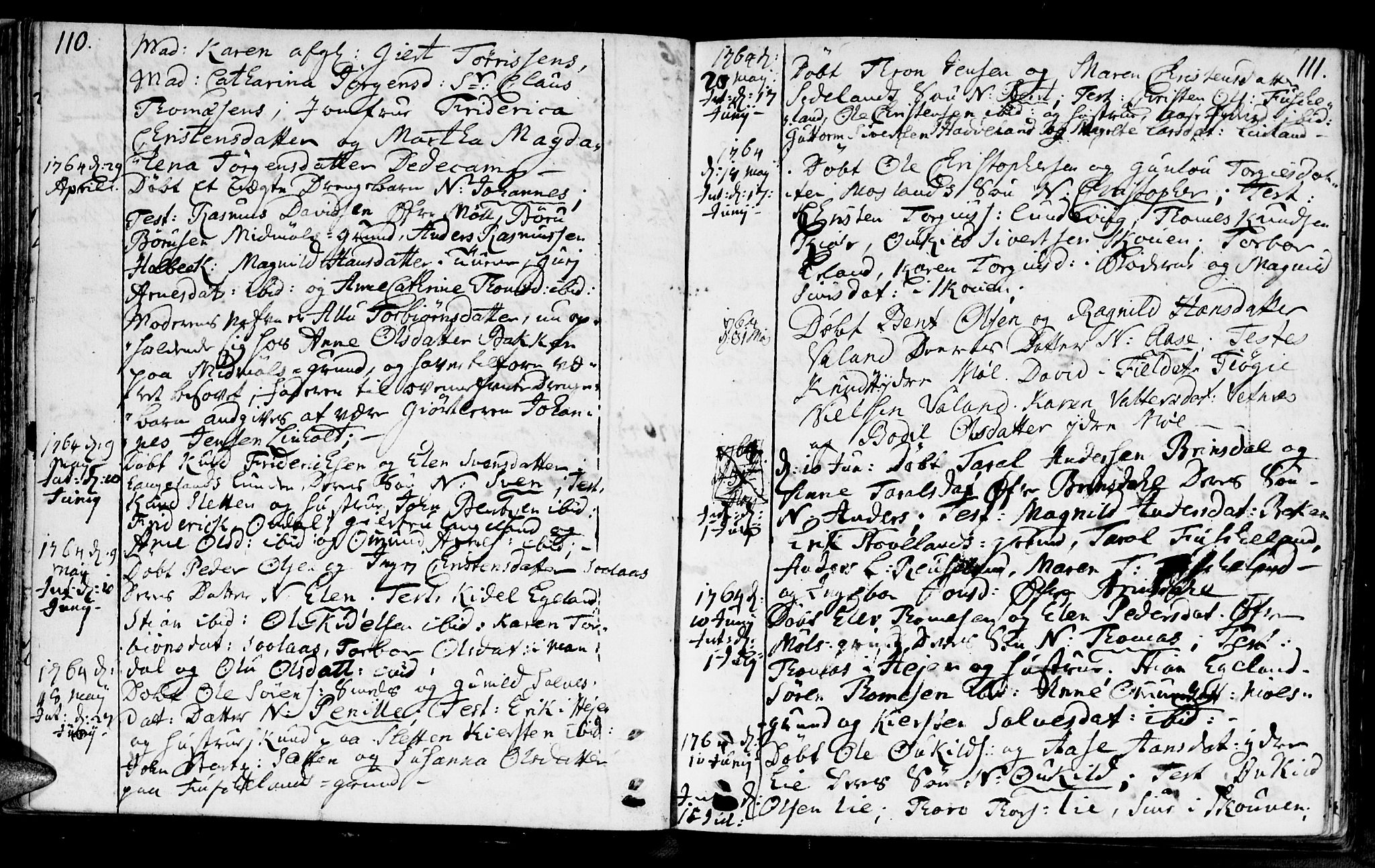 Holum sokneprestkontor, AV/SAK-1111-0022/F/Fa/Faa/L0002: Parish register (official) no. A 2, 1756-1780, p. 110-111