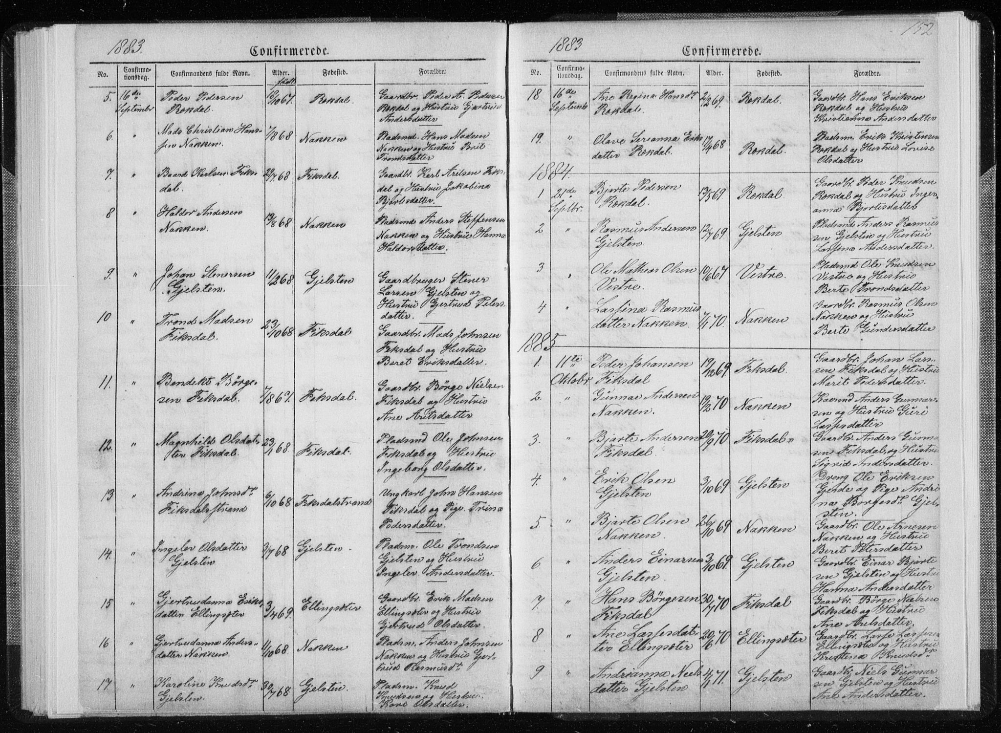 Ministerialprotokoller, klokkerbøker og fødselsregistre - Møre og Romsdal, SAT/A-1454/540/L0541: Parish register (copy) no. 540C01, 1867-1920, p. 152