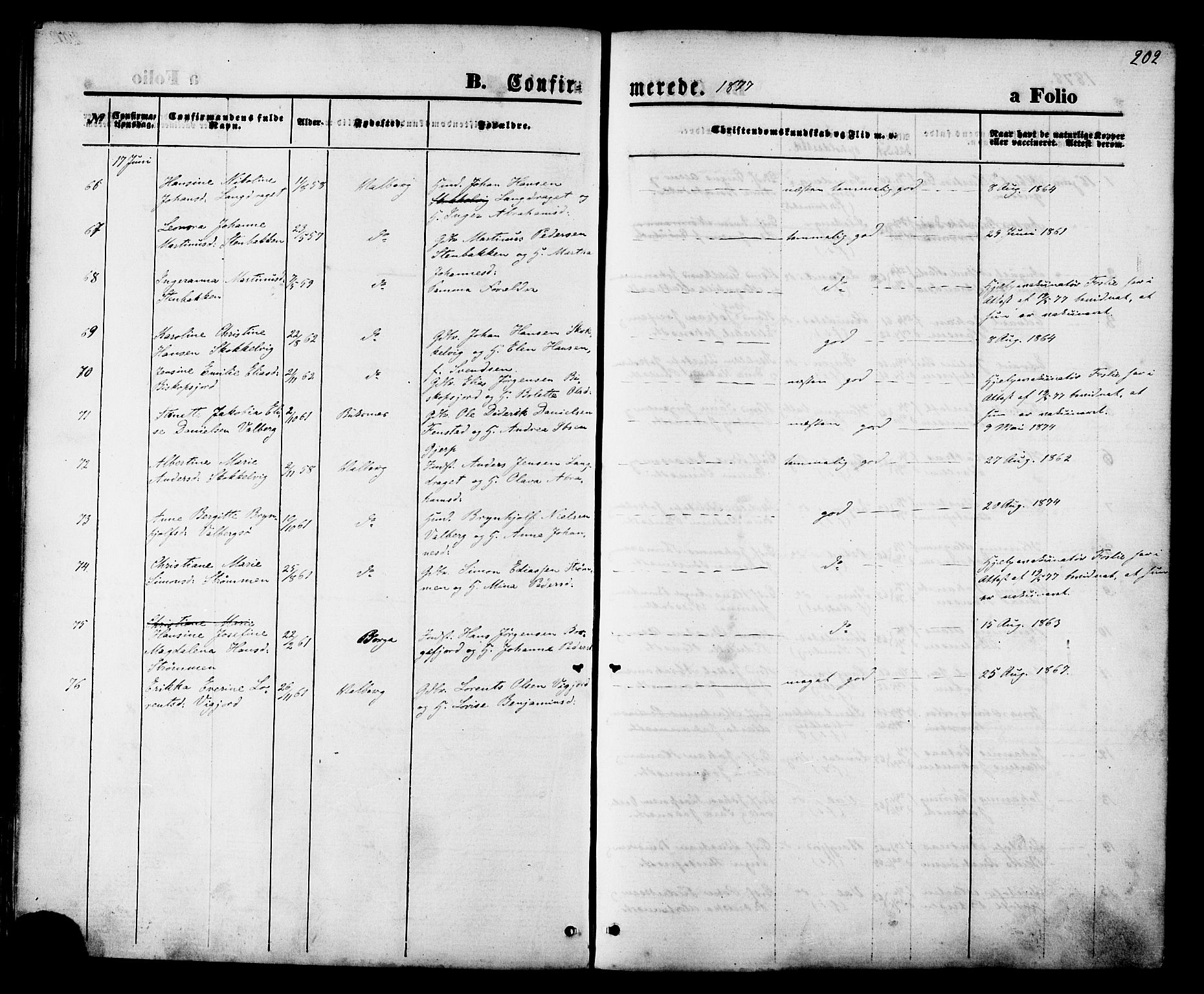 Ministerialprotokoller, klokkerbøker og fødselsregistre - Nordland, AV/SAT-A-1459/880/L1132: Parish register (official) no. 880A06, 1869-1887, p. 202