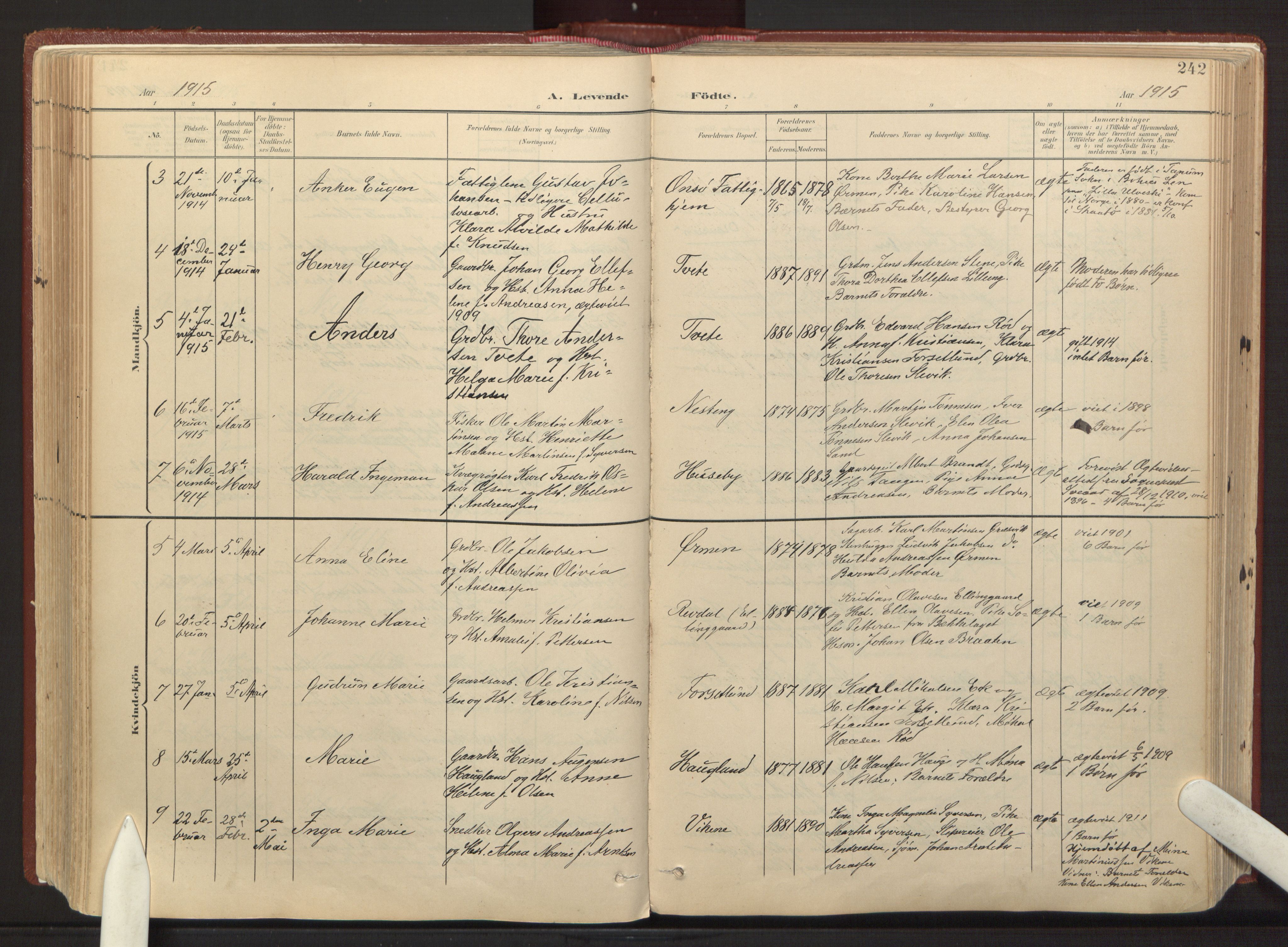 Onsøy prestekontor Kirkebøker, AV/SAO-A-10914/F/Fa/L0008: Parish register (official) no. I 8, 1899-1923, p. 242