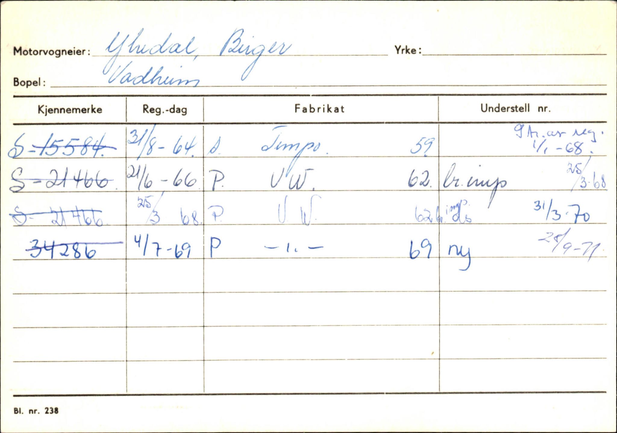 Statens vegvesen, Sogn og Fjordane vegkontor, AV/SAB-A-5301/4/F/L0131: Eigarregister Høyanger P-Å. Stryn S-Å, 1945-1975, p. 890