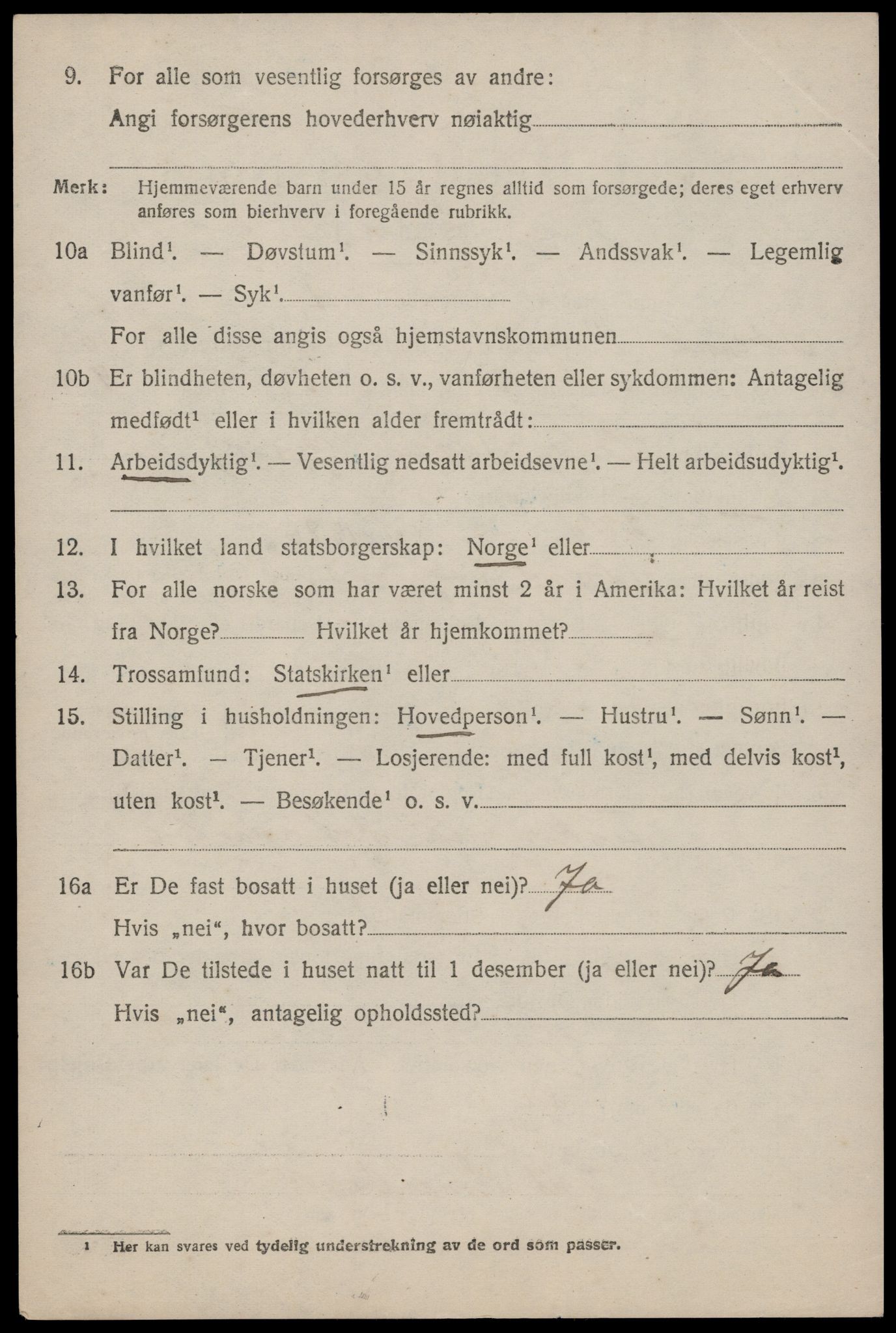 SAST, 1920 census for Strand, 1920, p. 7030