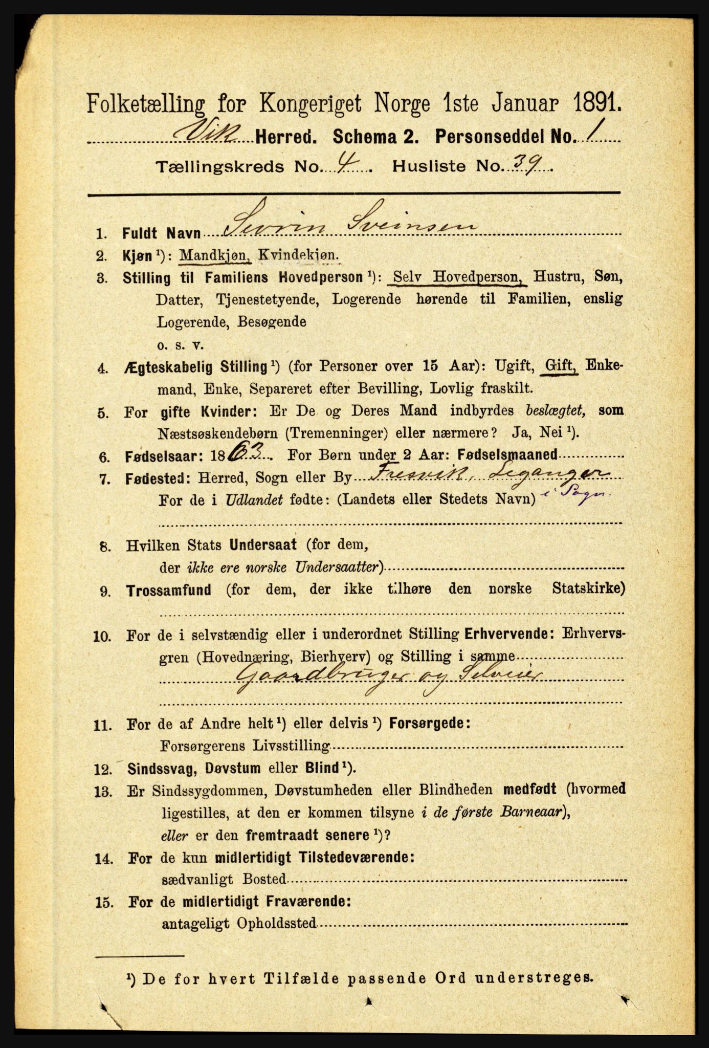 RA, 1891 census for 1417 Vik, 1891, p. 2015