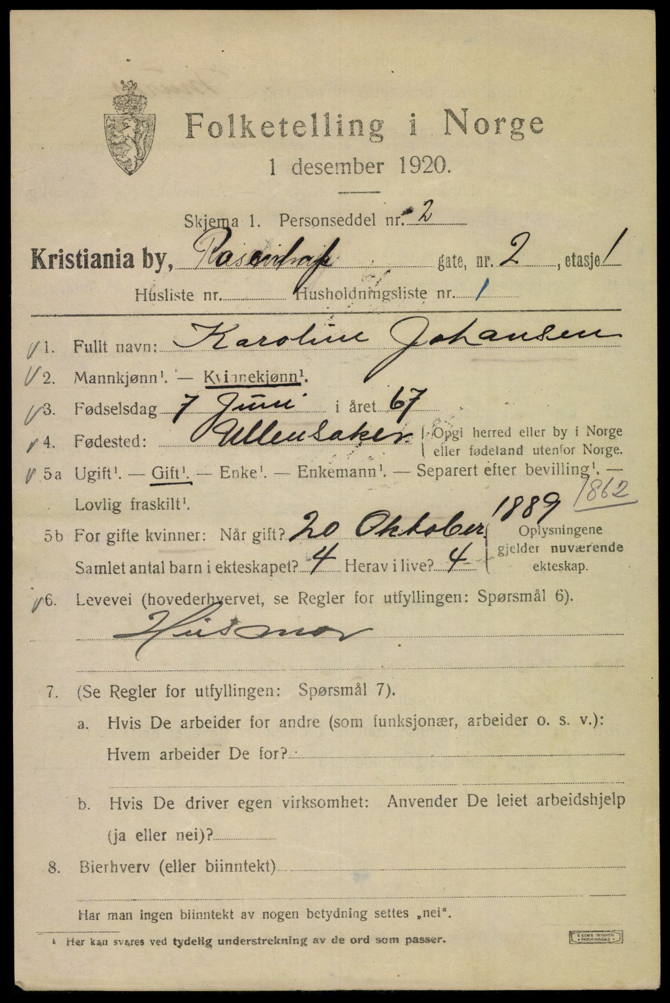 SAO, 1920 census for Kristiania, 1920, p. 465233