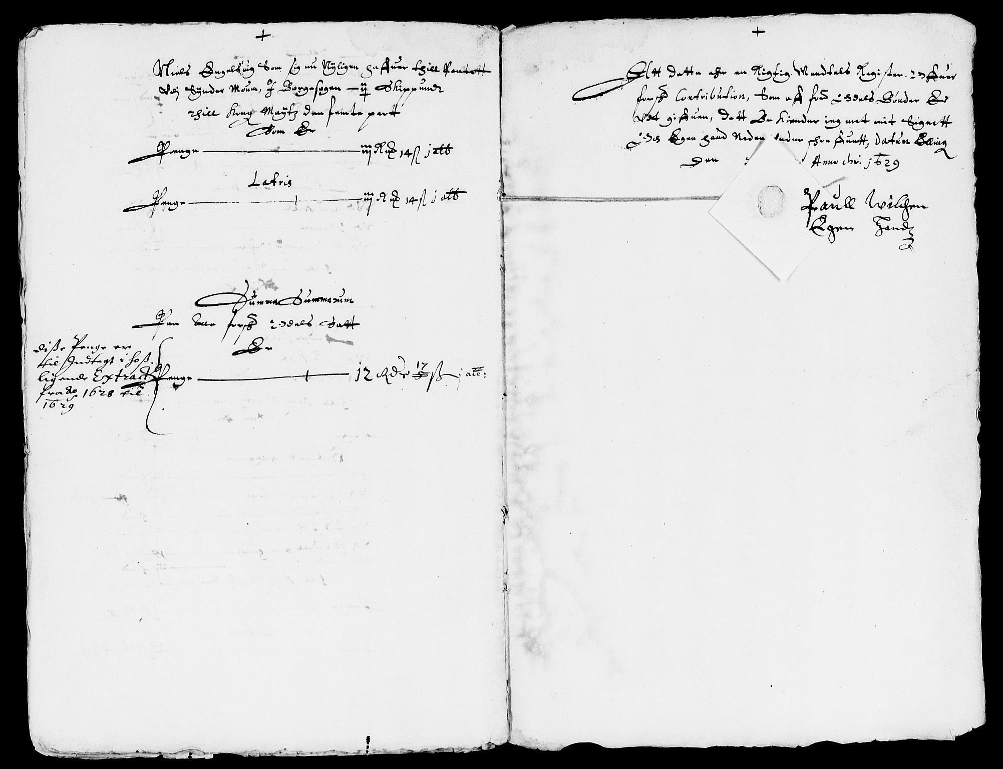 Rentekammeret inntil 1814, Reviderte regnskaper, Lensregnskaper, AV/RA-EA-5023/R/Rb/Rba/L0093: Akershus len, 1627-1629