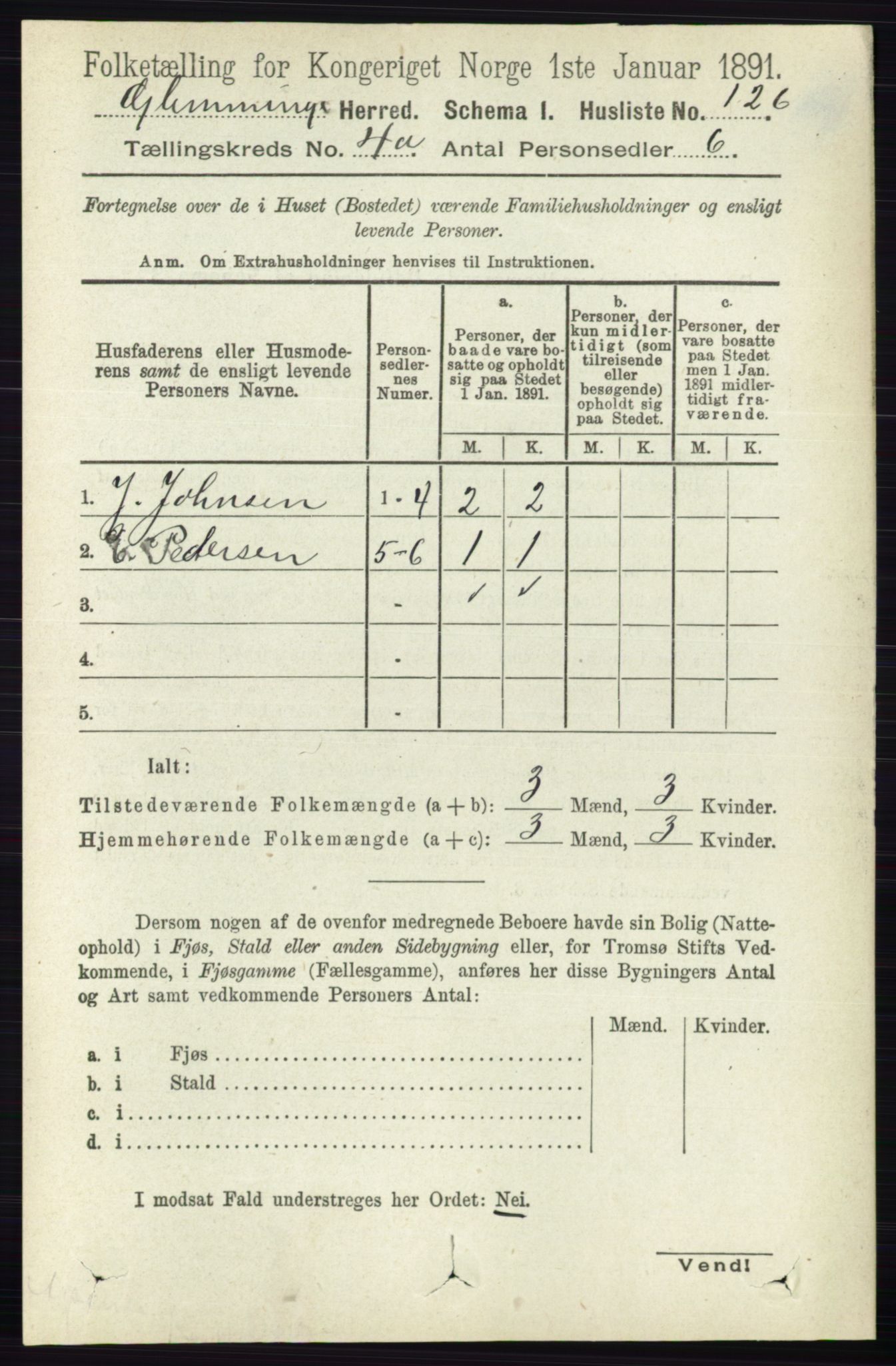 RA, 1891 census for 0132 Glemmen, 1891, p. 3466