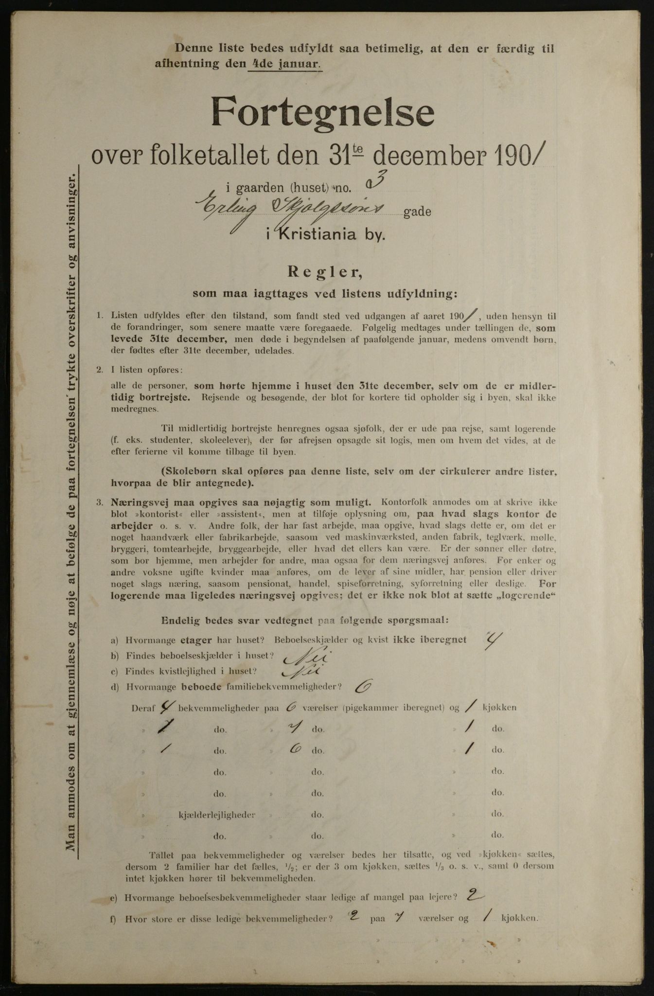 OBA, Municipal Census 1901 for Kristiania, 1901, p. 3563