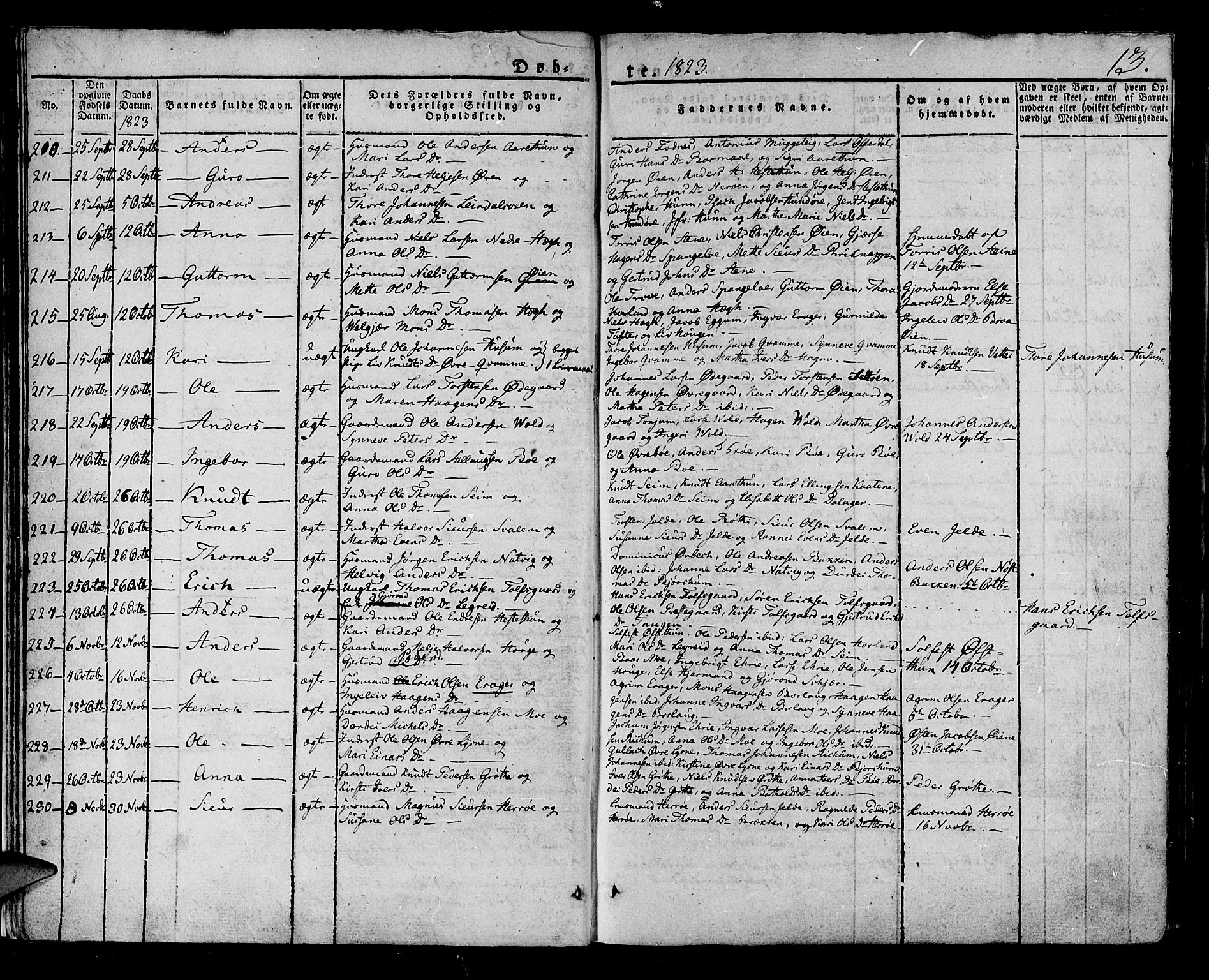 Lærdal sokneprestembete, AV/SAB-A-81201: Parish register (official) no. A 5, 1822-1834, p. 13