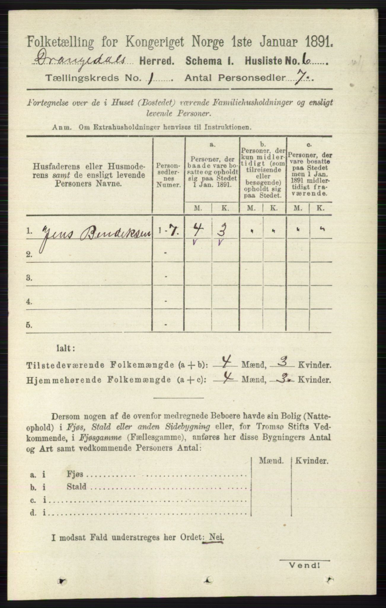 RA, 1891 census for 0817 Drangedal, 1891, p. 37