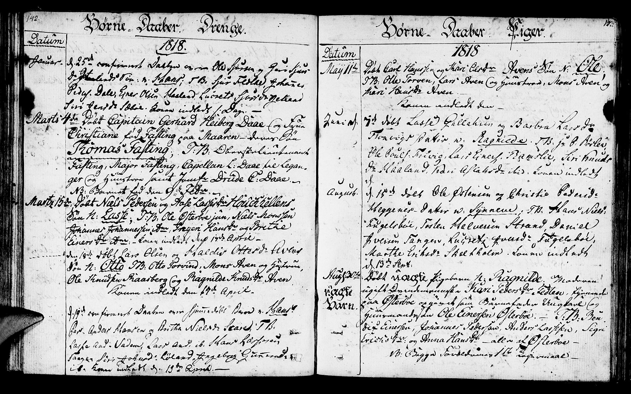 Lavik sokneprestembete, SAB/A-80901: Parish register (official) no. A 1, 1809-1822, p. 142-143