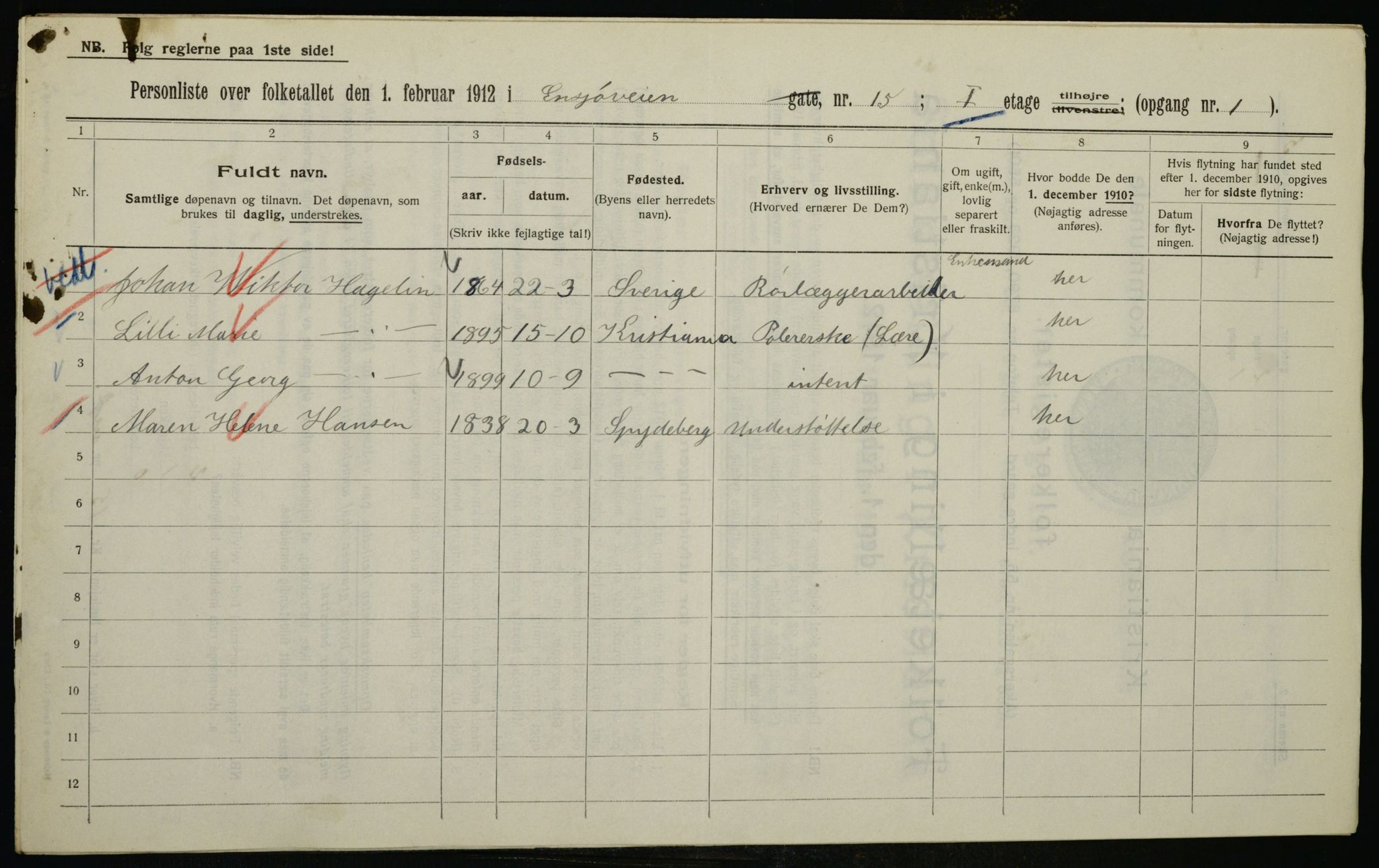 OBA, Municipal Census 1912 for Kristiania, 1912, p. 21906