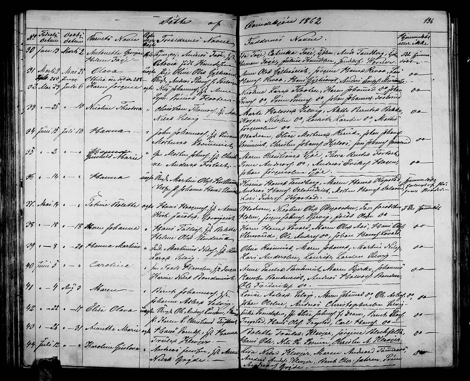 Sande Kirkebøker, AV/SAKO-A-53/G/Ga/L0002: Parish register (copy) no. 2, 1847-1863, p. 136