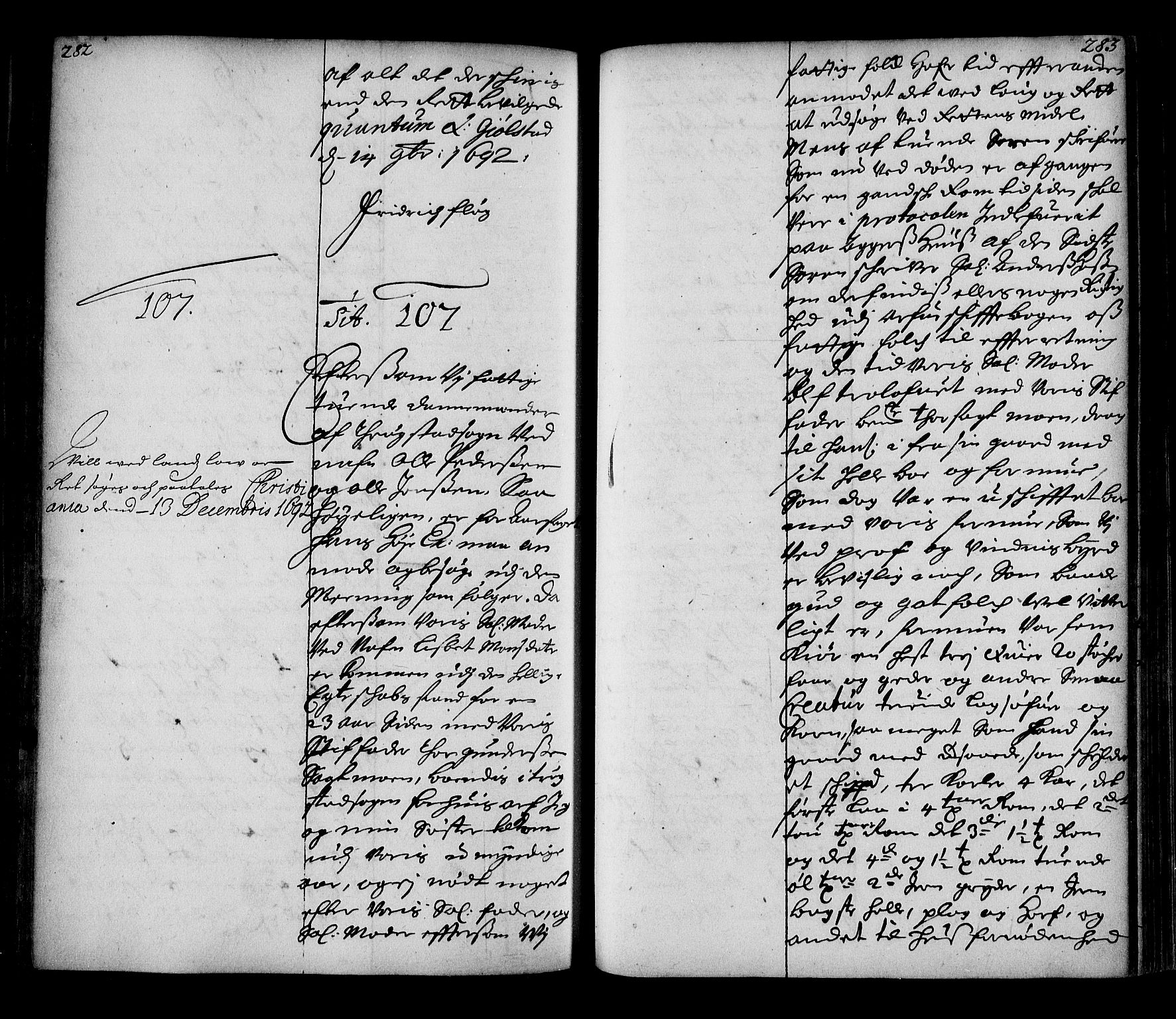 Stattholderembetet 1572-1771, AV/RA-EA-2870/Ae/L0010: Supplikasjons- og resolusjonsprotokoll, 1692-1693, p. 282-283