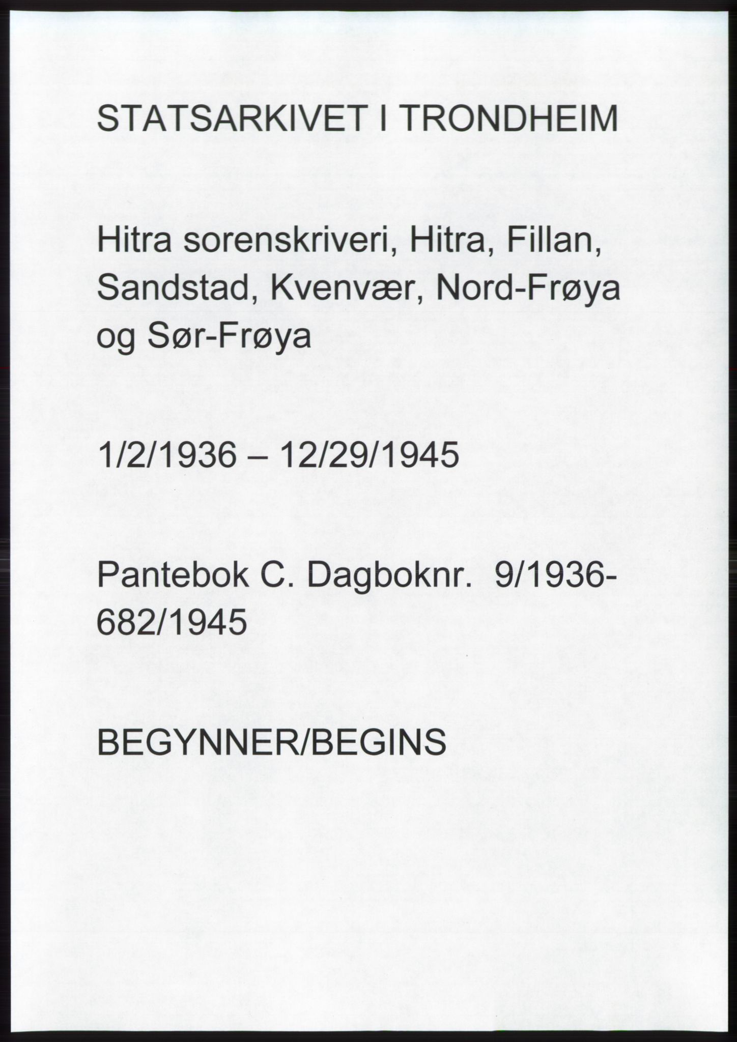 Hitra sorenskriveri, AV/SAT-A-0018/2/2C/2Ca: Mortgage book no. C1, 1936-1945