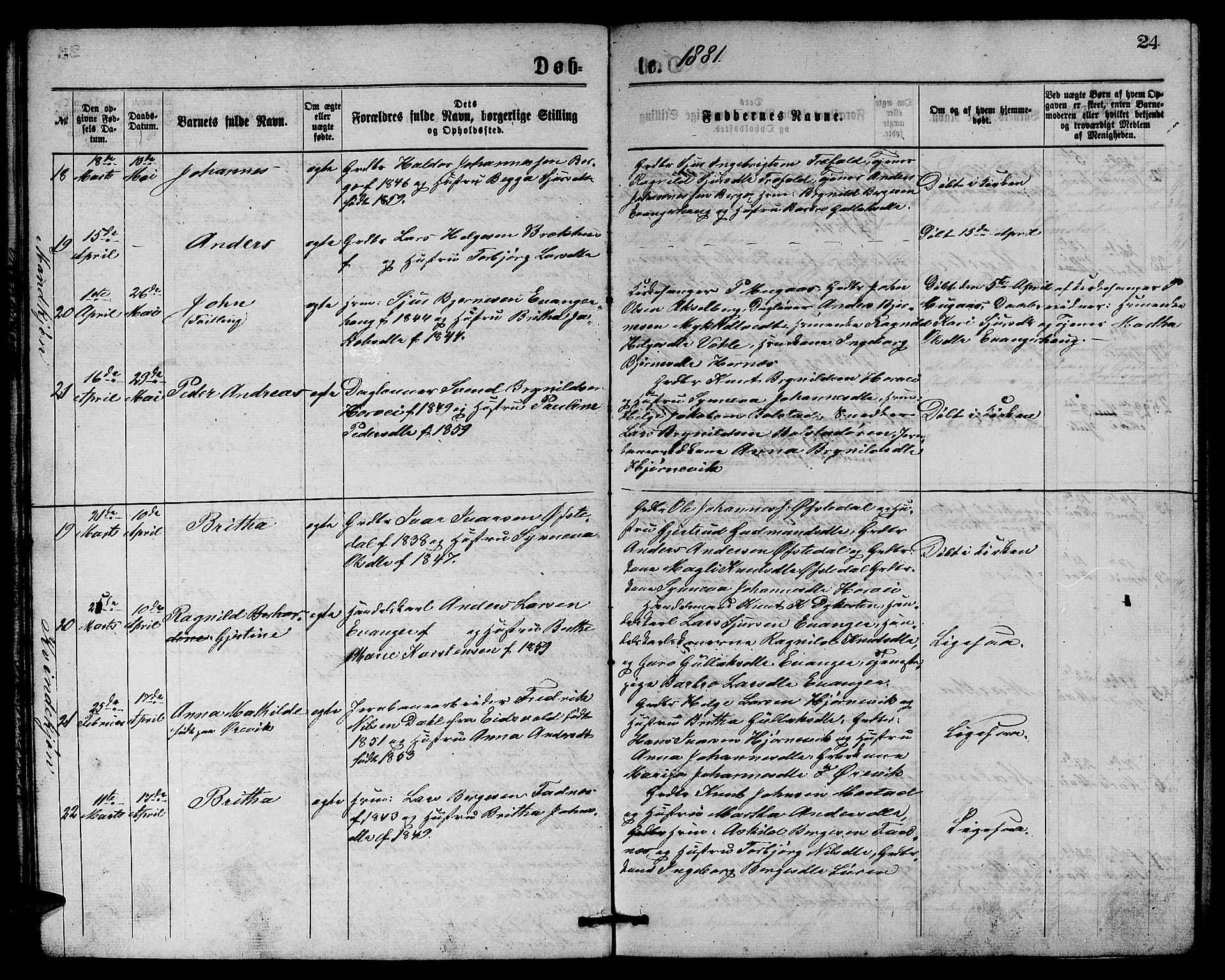 Evanger sokneprestembete, AV/SAB-A-99924: Parish register (copy) no. A 3, 1875-1887, p. 24