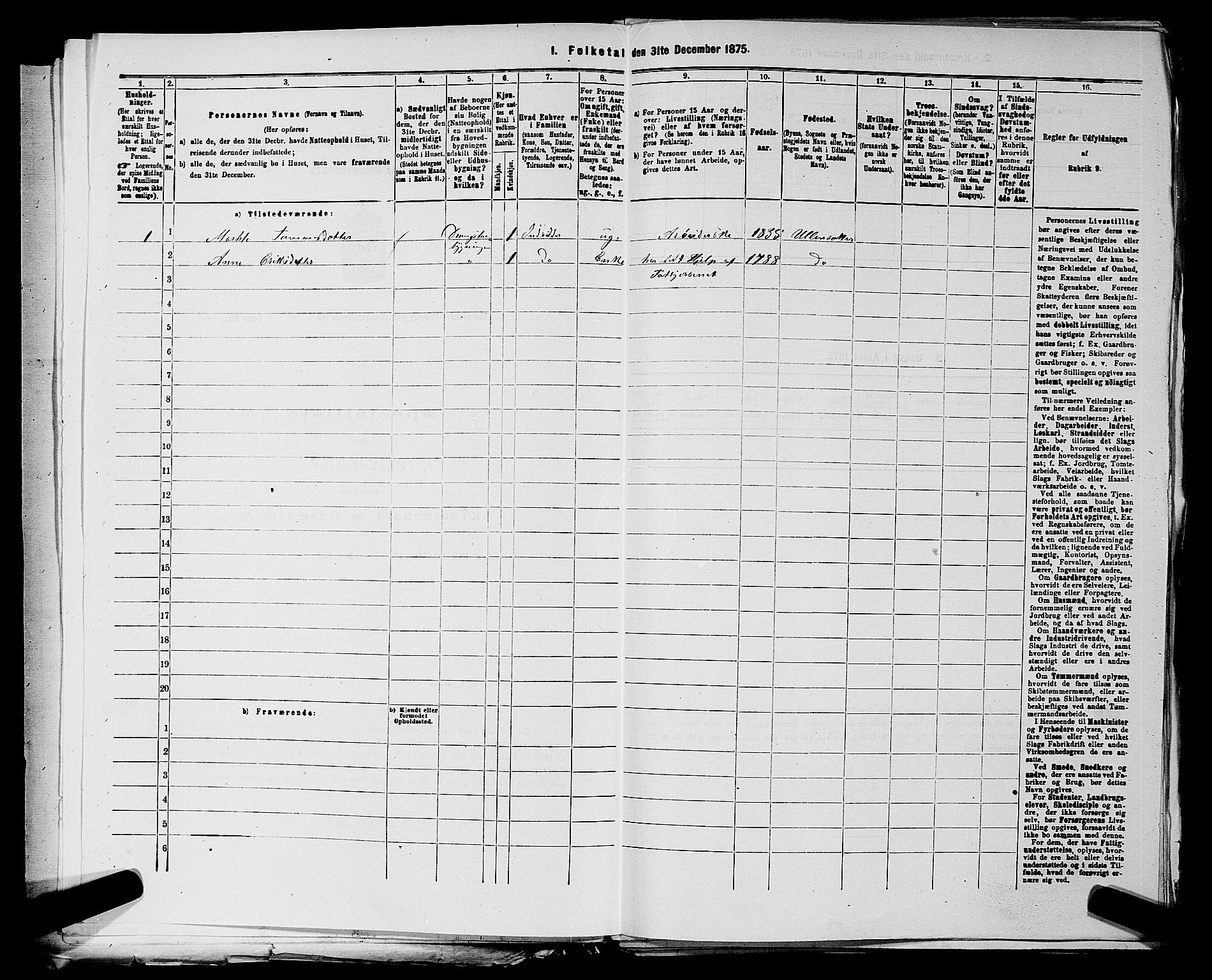 RA, 1875 census for 0235P Ullensaker, 1875, p. 167