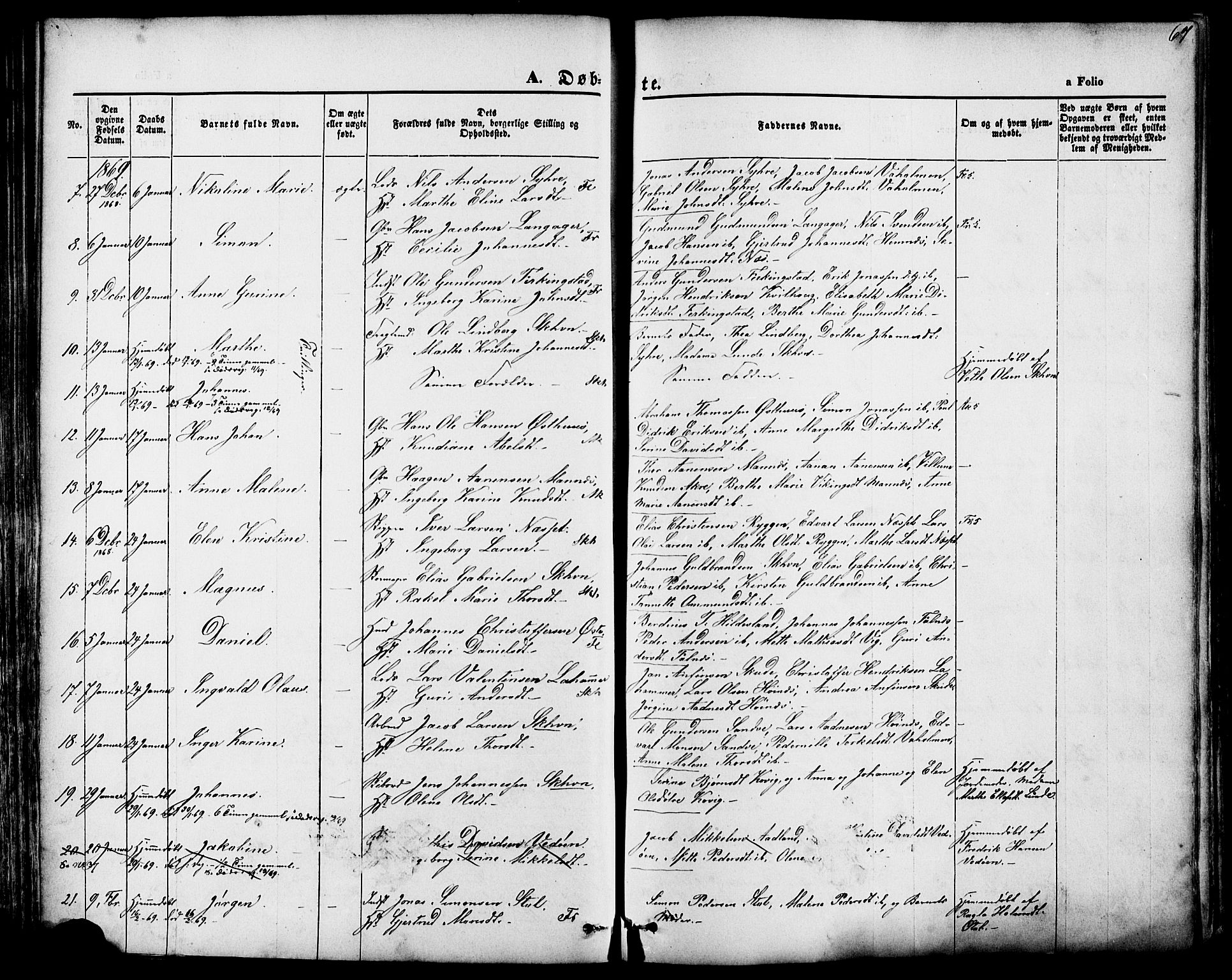 Skudenes sokneprestkontor, SAST/A -101849/H/Ha/Haa/L0006: Parish register (official) no. A 4, 1864-1881, p. 67