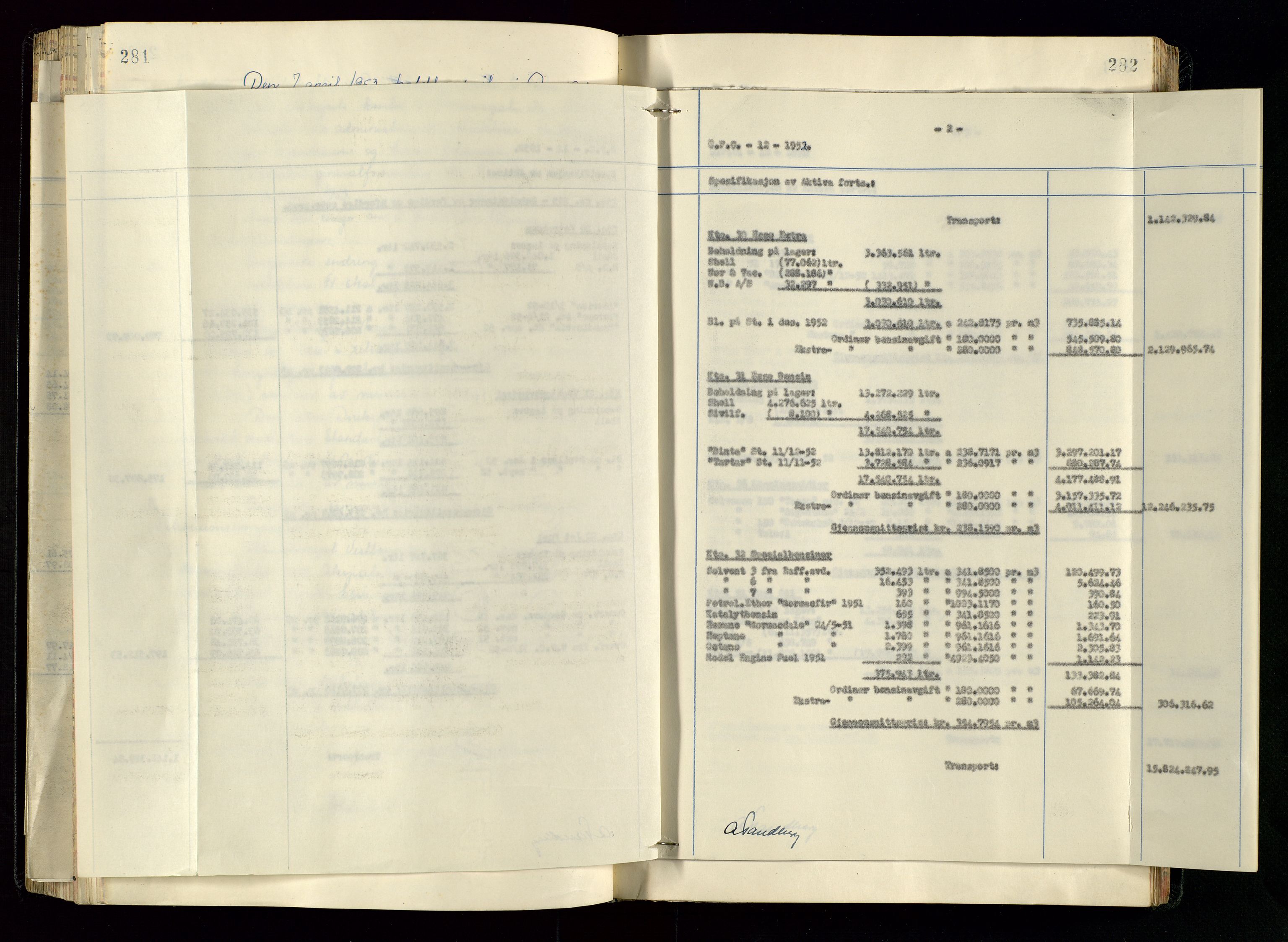 PA 1534 - Østlandske Petroleumscompagni A/S, SAST/A-101954/A/Aa/L0005/0001: Direksjonsprotokoller / Den Administrerende Direksjon alle selskaper (referatprotokoll), 1943-1958