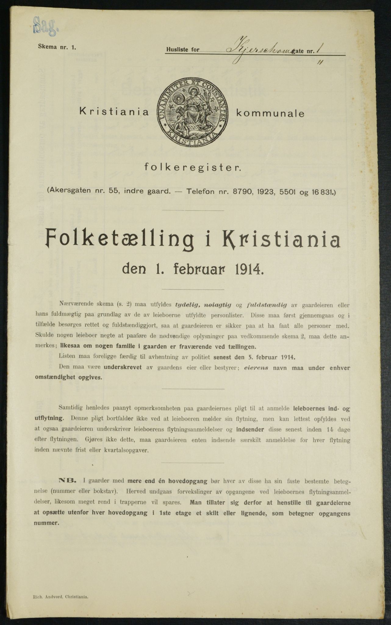 OBA, Municipal Census 1914 for Kristiania, 1914, p. 49369