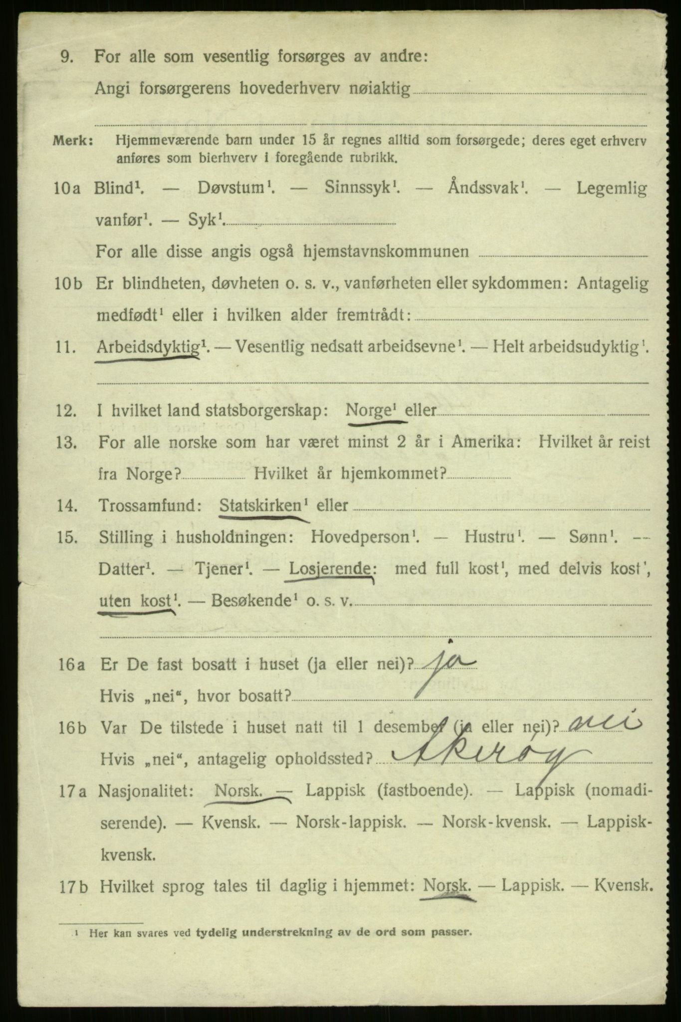 SATØ, 1920 census for Harstad, 1920, p. 4187