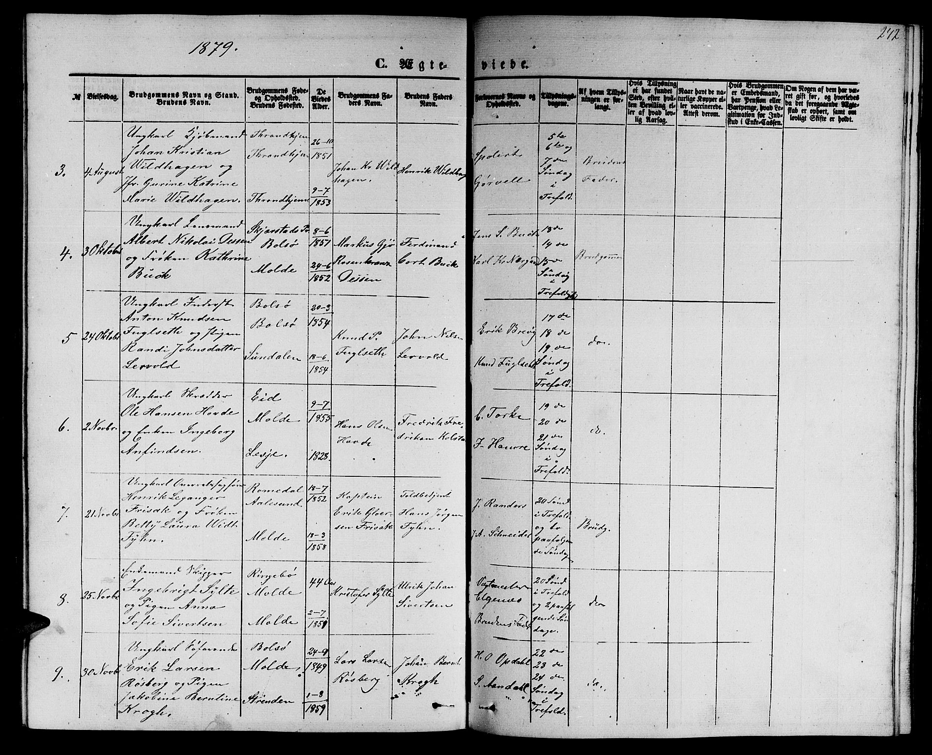 Ministerialprotokoller, klokkerbøker og fødselsregistre - Møre og Romsdal, AV/SAT-A-1454/558/L0701: Parish register (copy) no. 558C02, 1862-1879, p. 242