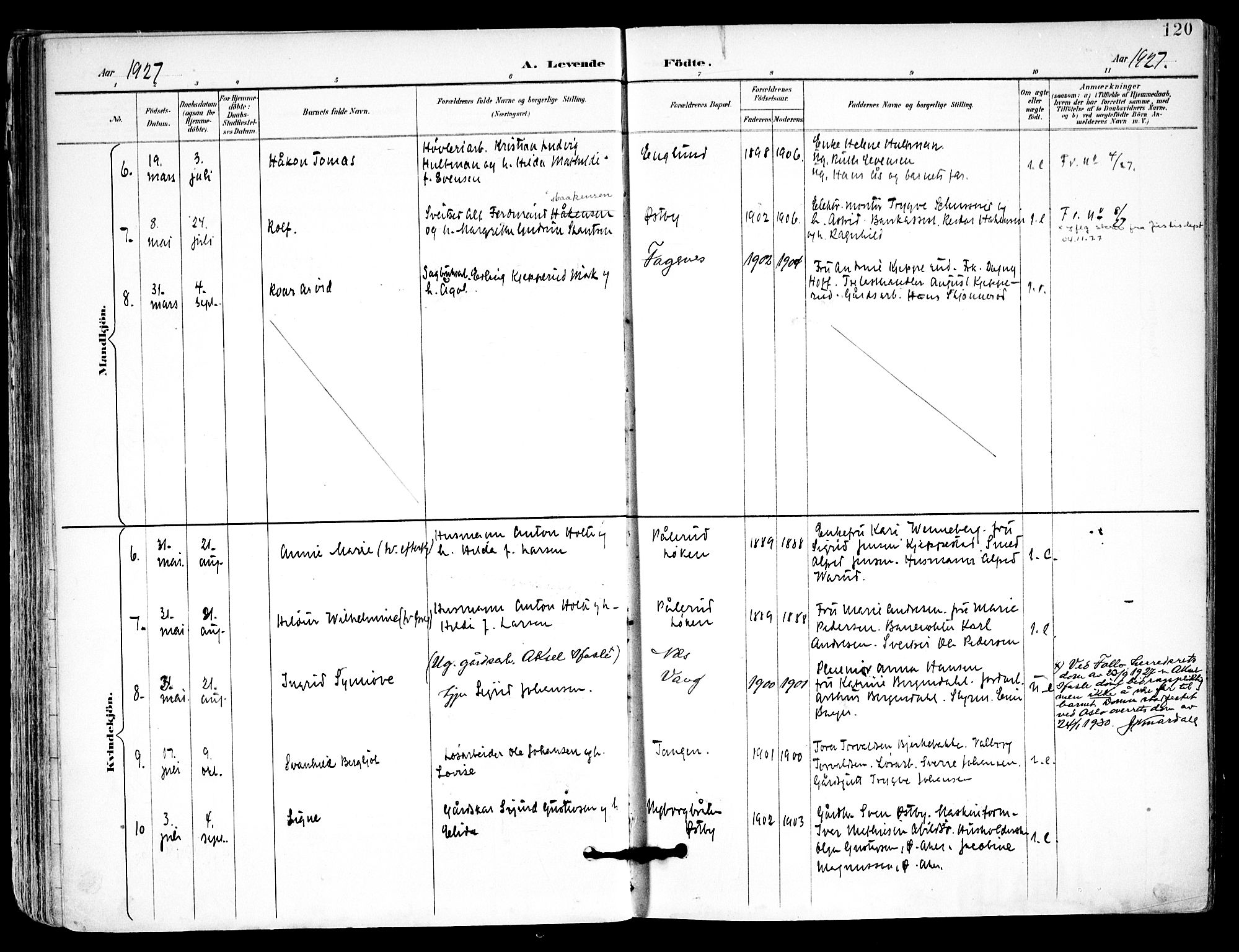 Kråkstad prestekontor Kirkebøker, AV/SAO-A-10125a/F/Fa/L0010: Parish register (official) no. I 10, 1893-1931, p. 120