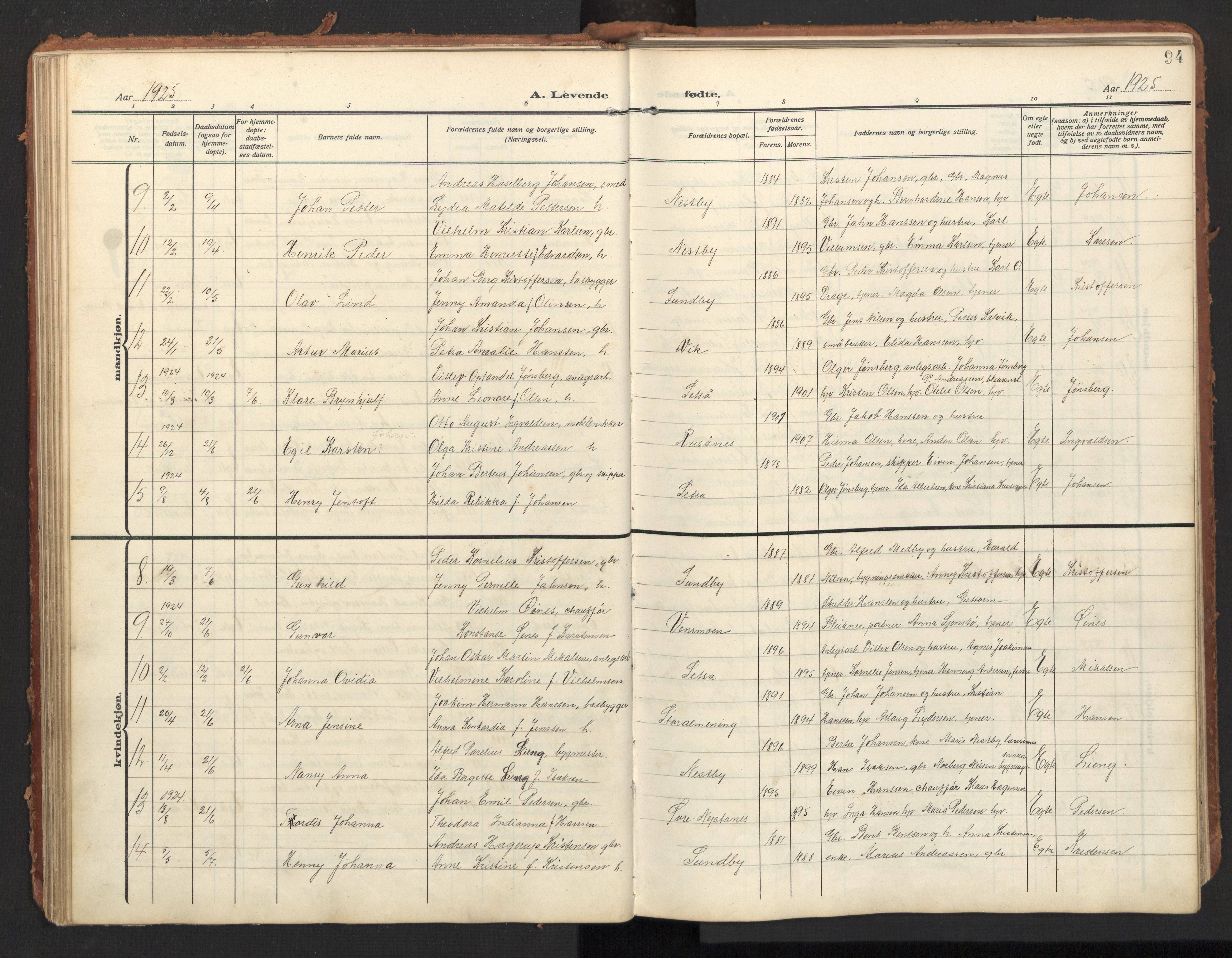 Ministerialprotokoller, klokkerbøker og fødselsregistre - Nordland, SAT/A-1459/847/L0683: Parish register (copy) no. 847C11, 1908-1929, p. 94