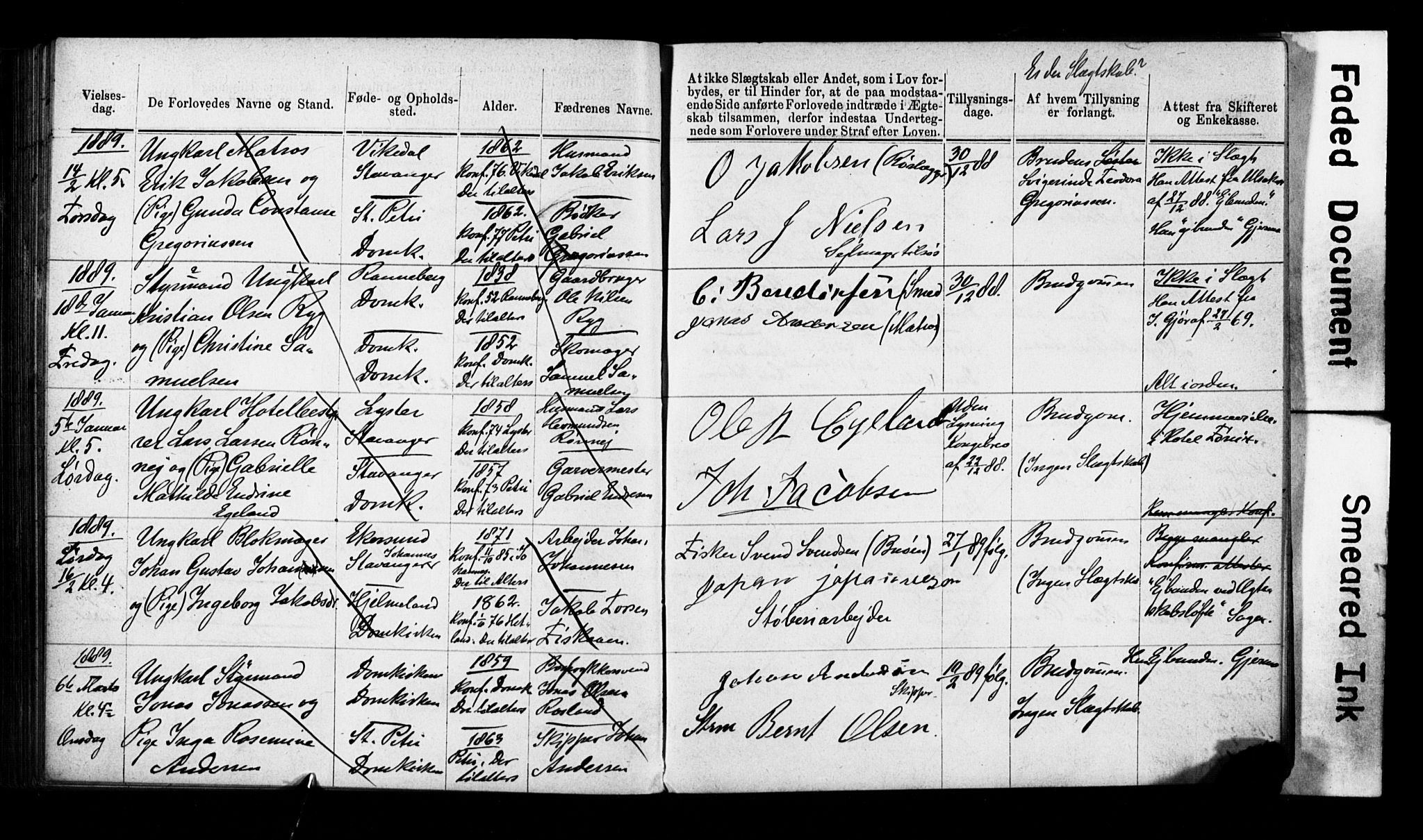 Domkirken sokneprestkontor, SAST/A-101812/001/70/705BA/L0002: Banns register no. 2, 1875-1892