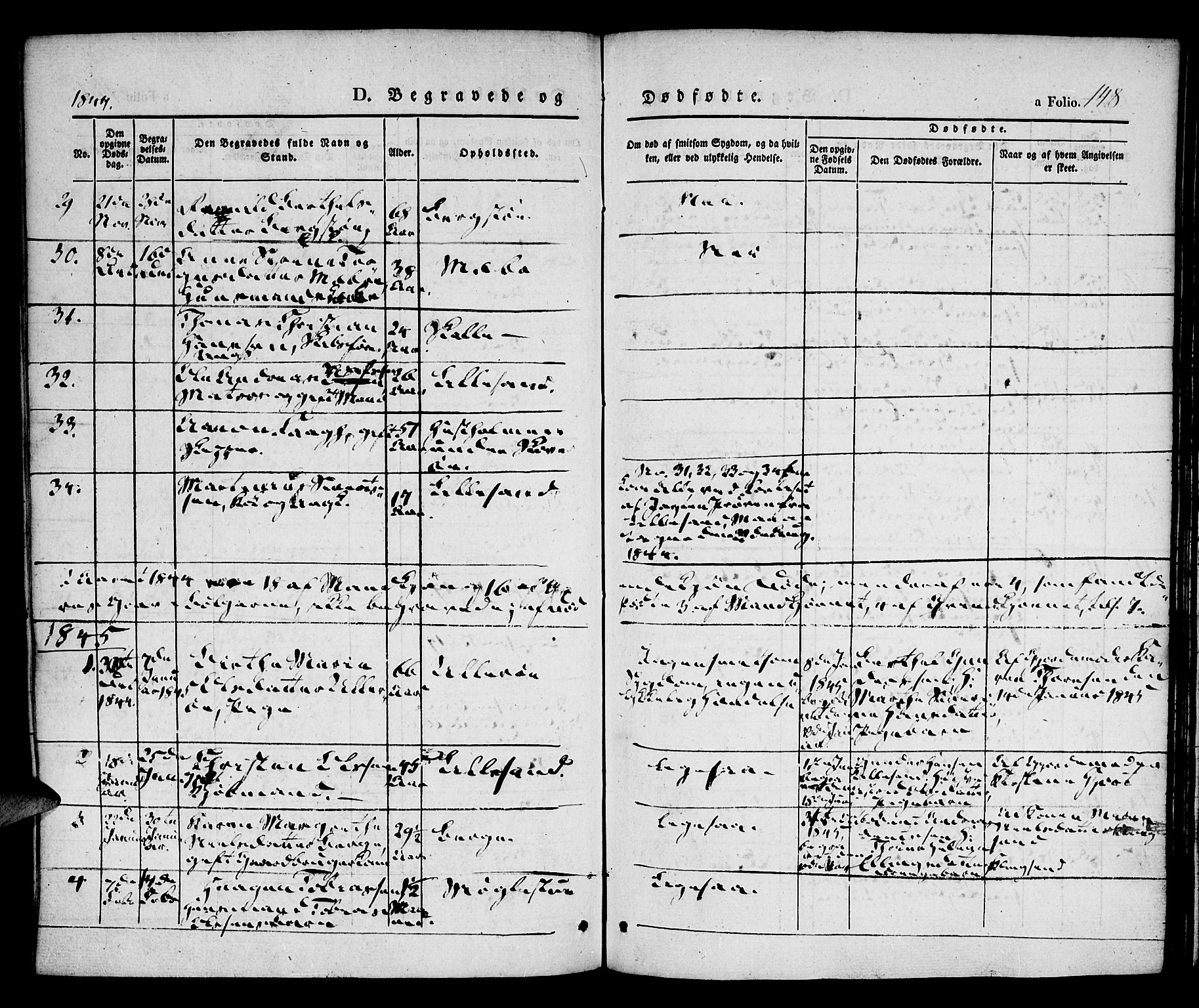 Vestre Moland sokneprestkontor, SAK/1111-0046/F/Fa/Fab/L0005: Parish register (official) no. A 5, 1841-1849, p. 148