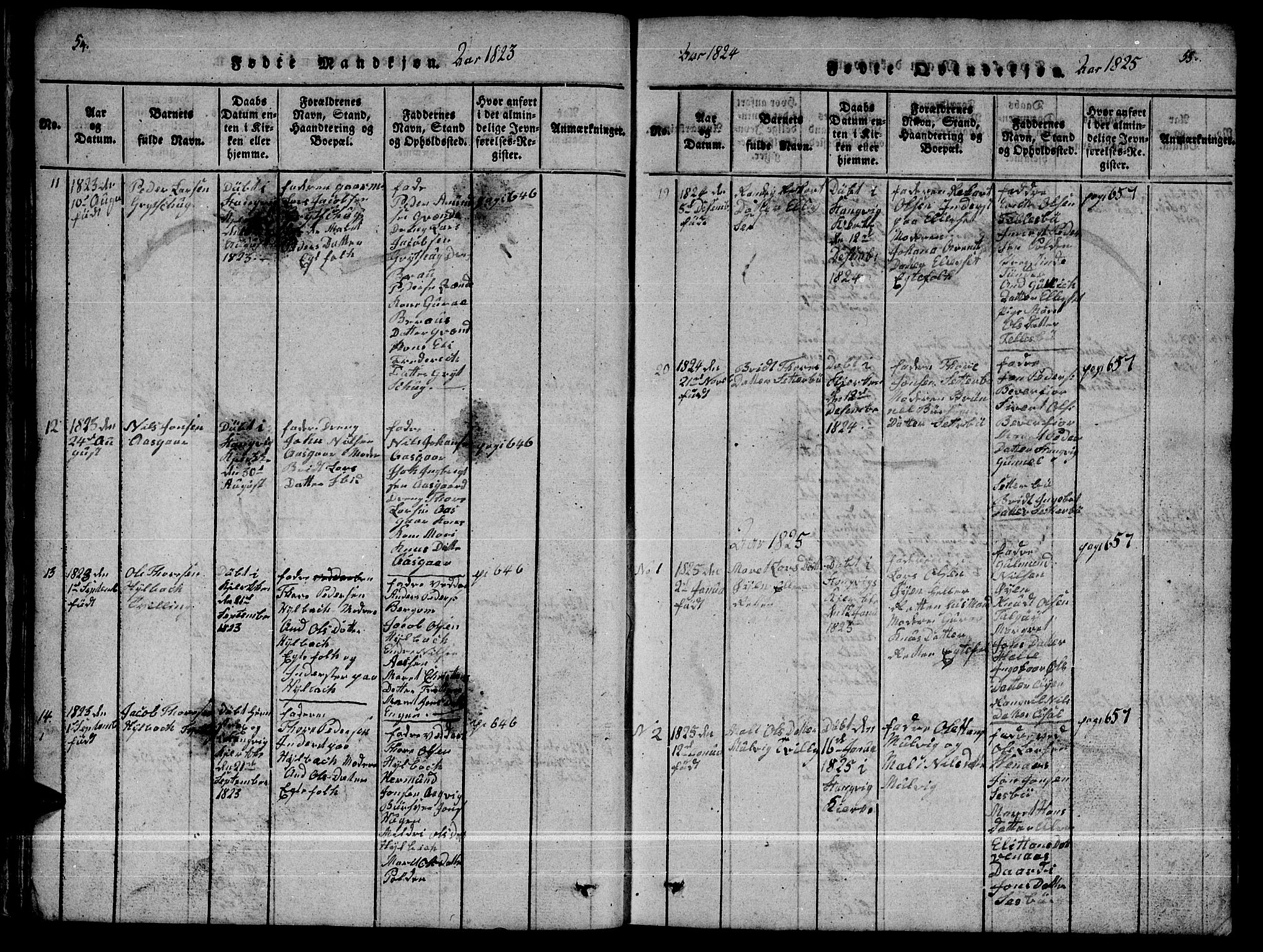 Ministerialprotokoller, klokkerbøker og fødselsregistre - Møre og Romsdal, AV/SAT-A-1454/592/L1031: Parish register (copy) no. 592C01, 1820-1833, p. 54-55