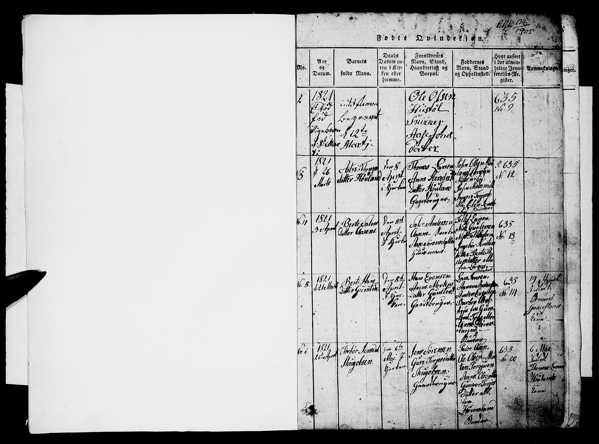 Vennesla sokneprestkontor, SAK/1111-0045/Fb/Fba/L0001: Parish register (copy) no. B 1, 1820-1834, p. 0-1