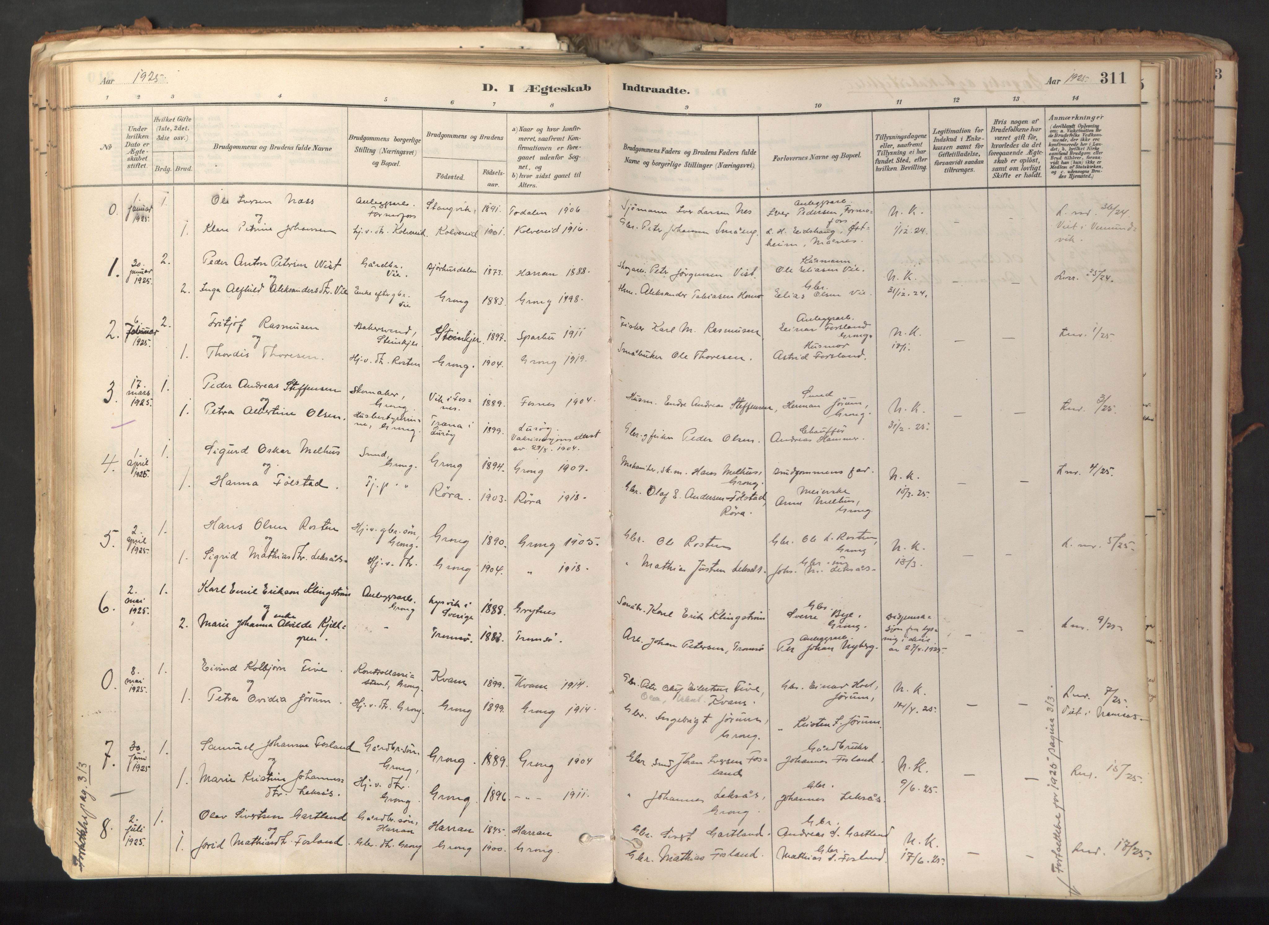 Ministerialprotokoller, klokkerbøker og fødselsregistre - Nord-Trøndelag, SAT/A-1458/758/L0519: Parish register (official) no. 758A04, 1880-1926, p. 311