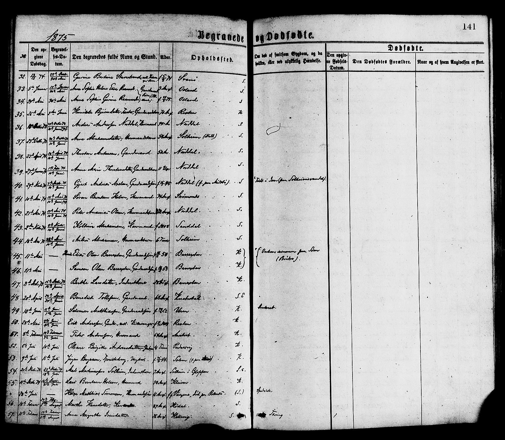 Kinn sokneprestembete, SAB/A-80801/H/Haa/Haaa/L0013: Parish register (official) no. A 13, 1870-1885, p. 141