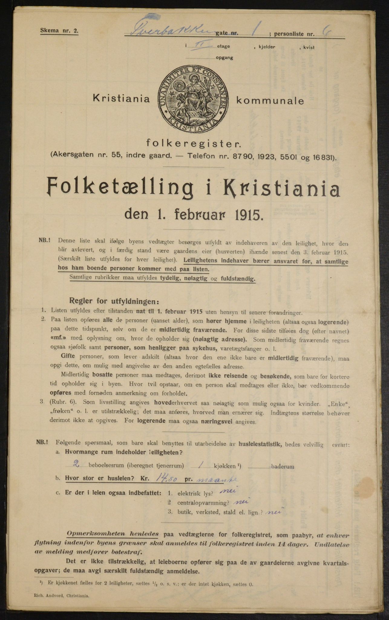 OBA, Municipal Census 1915 for Kristiania, 1915, p. 117583