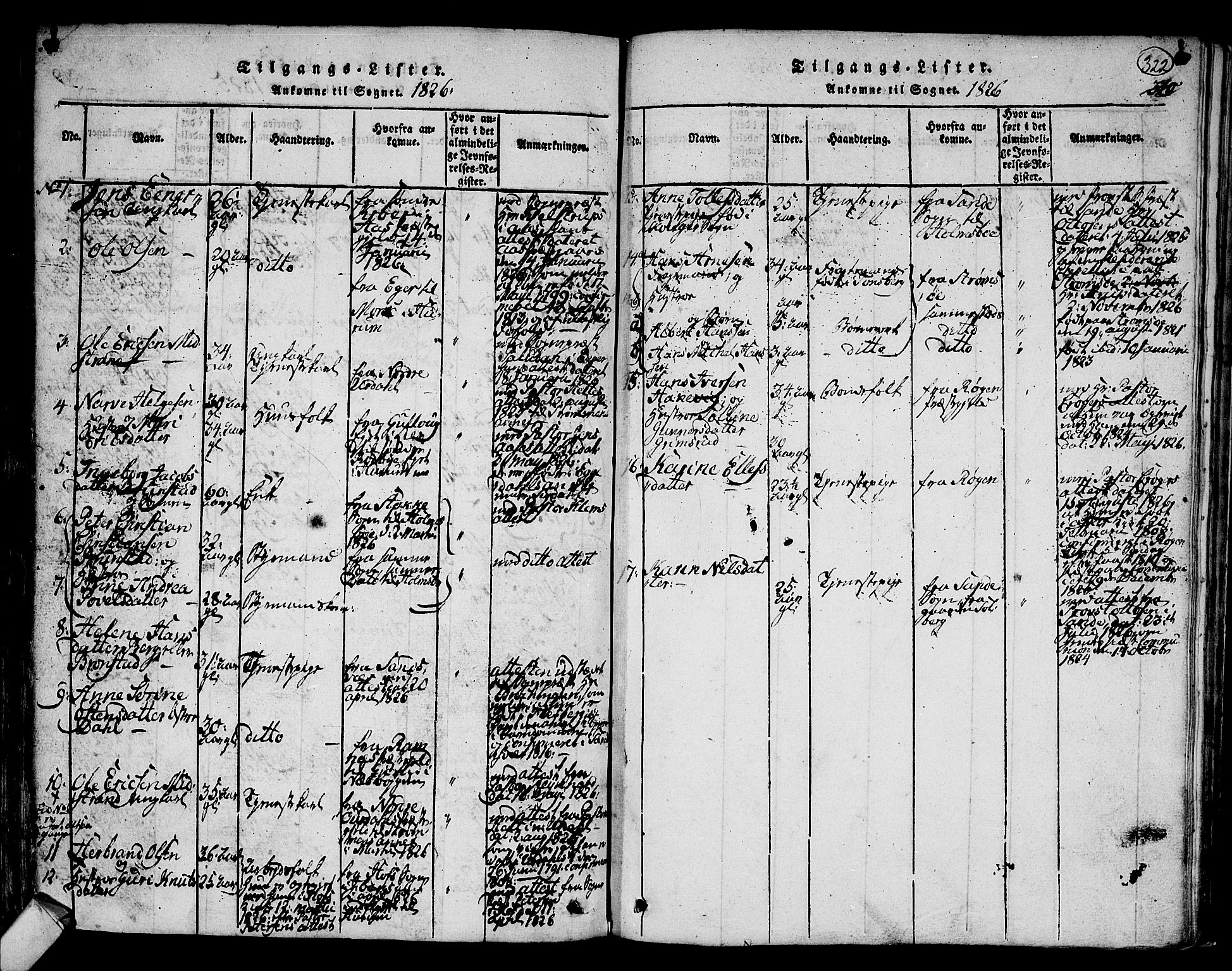 Hurum kirkebøker, AV/SAKO-A-229/F/Fa/L0009: Parish register (official) no. 9, 1816-1826, p. 322