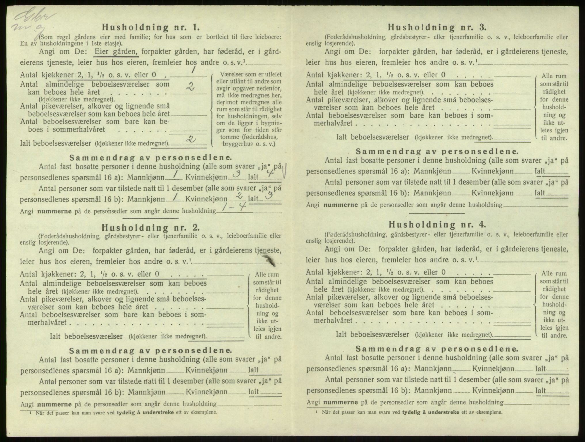 SAB, 1920 census for Hosanger, 1920, p. 492