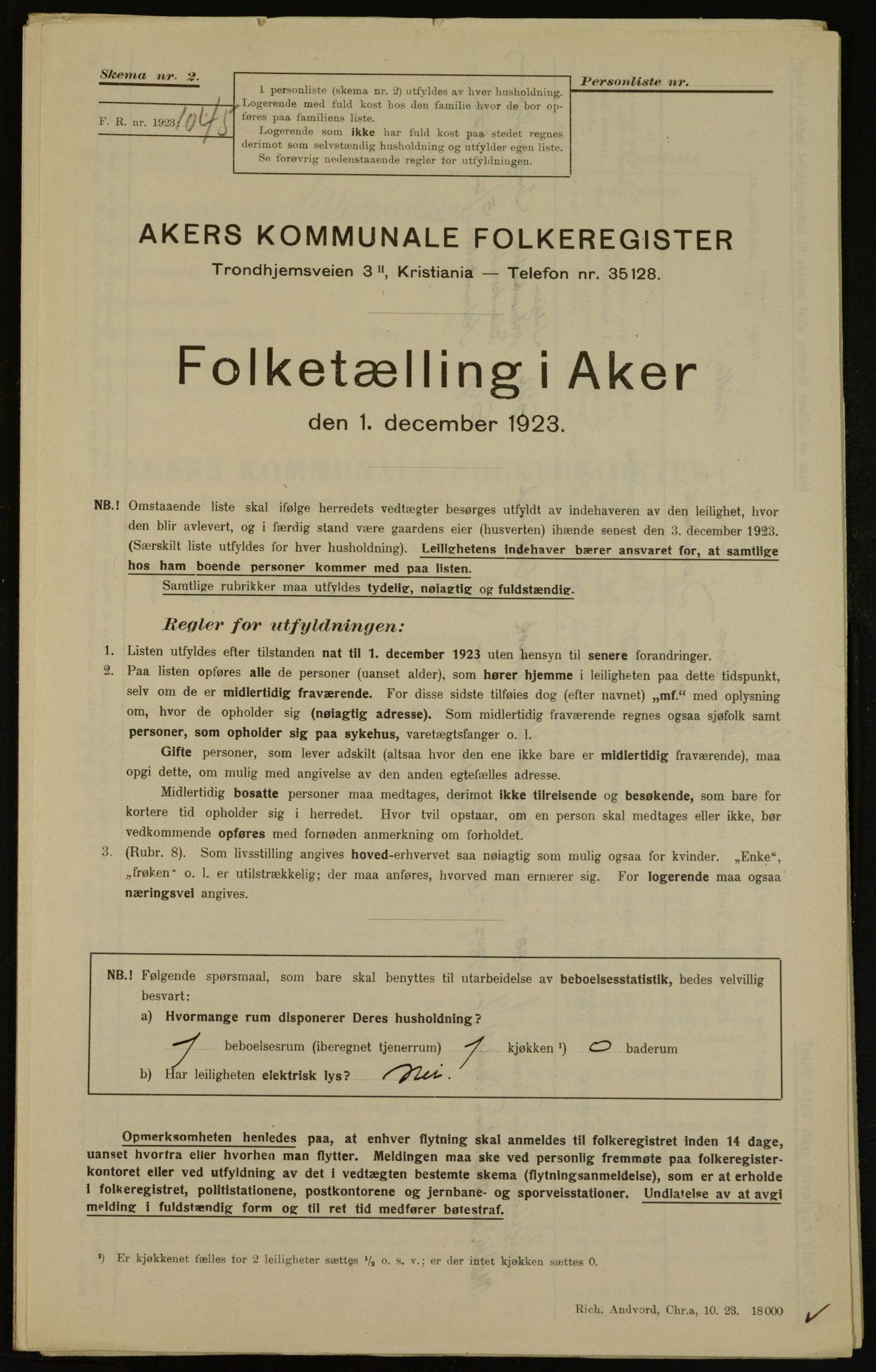 , Municipal Census 1923 for Aker, 1923, p. 14358