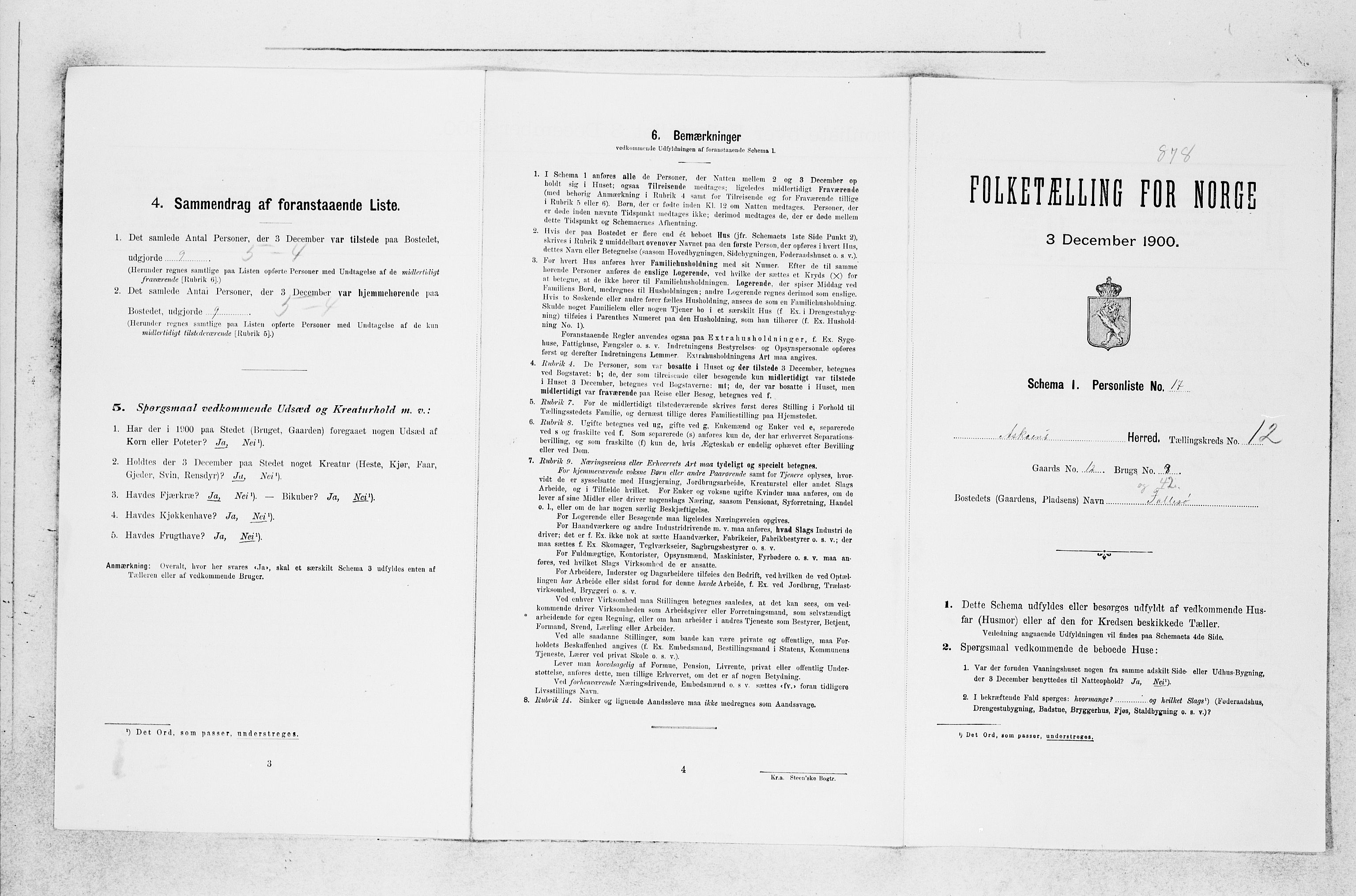 SAB, 1900 census for Askøy, 1900, p. 1625